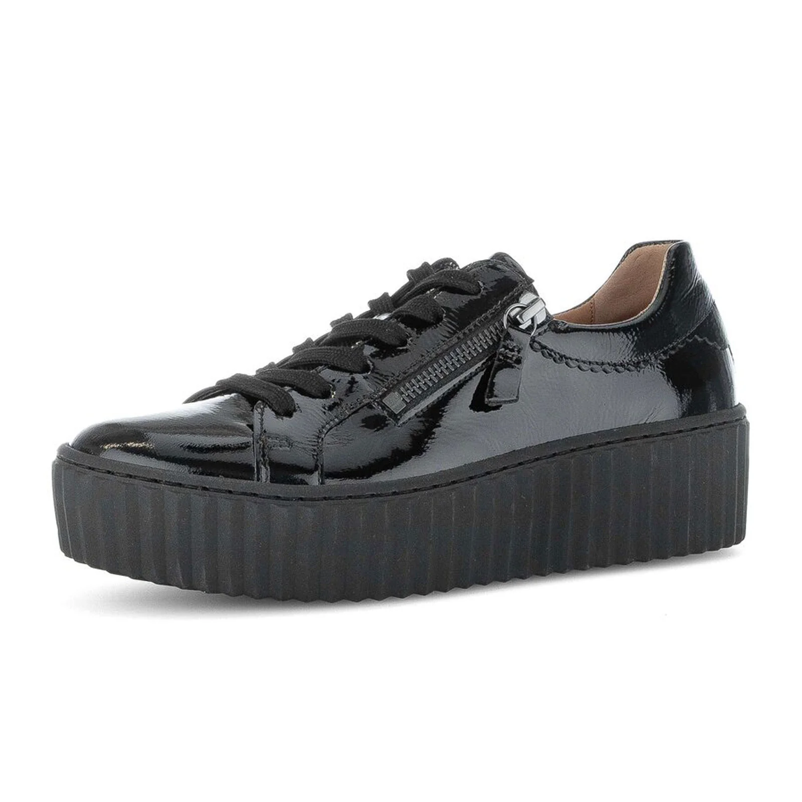 Gabor 200 Double Zip Platform Sneaker (Women) - Knautschlack/Schwarz - Image 3