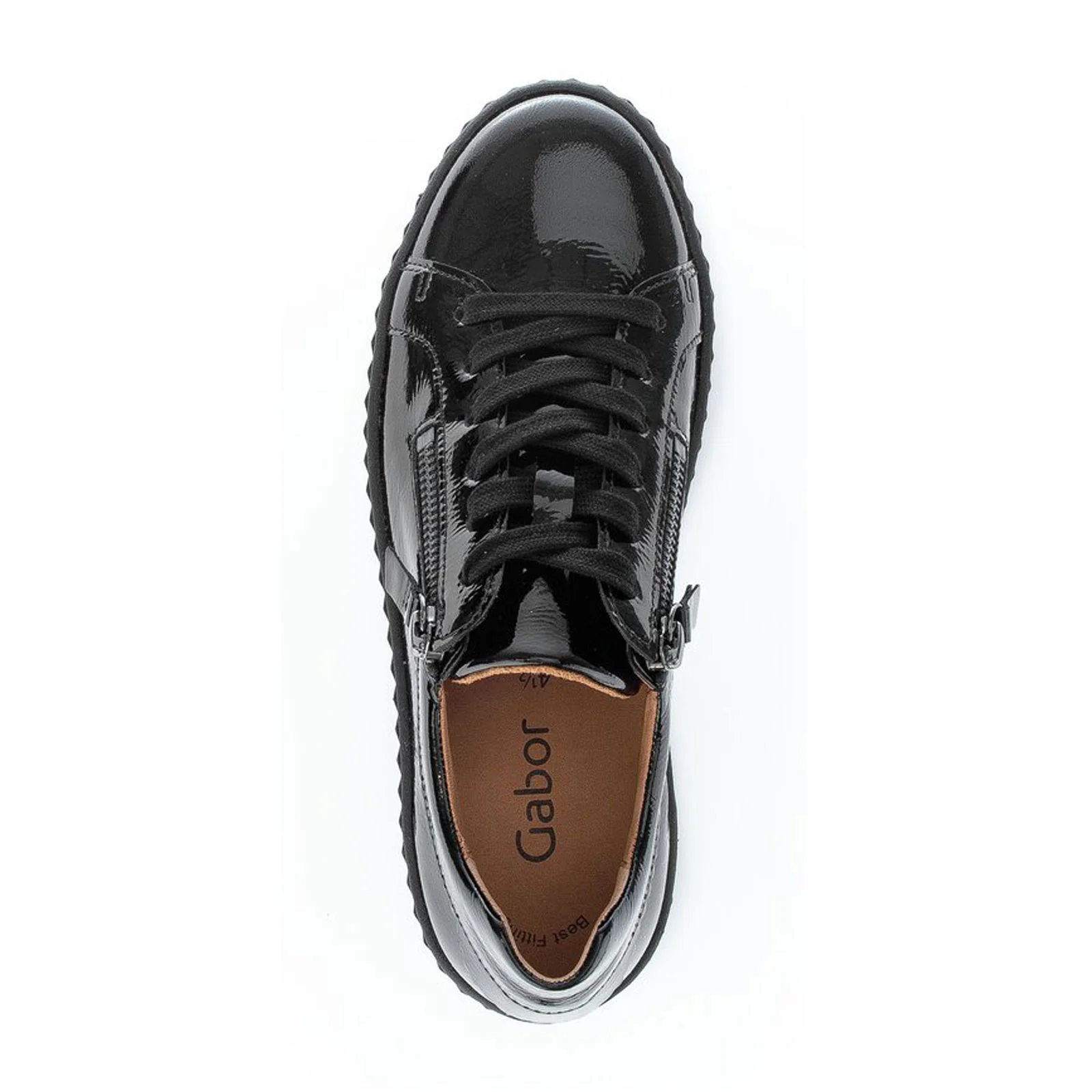 Gabor 200 Double Zip Platform Sneaker (Women) - Knautschlack/Schwarz - Image 5
