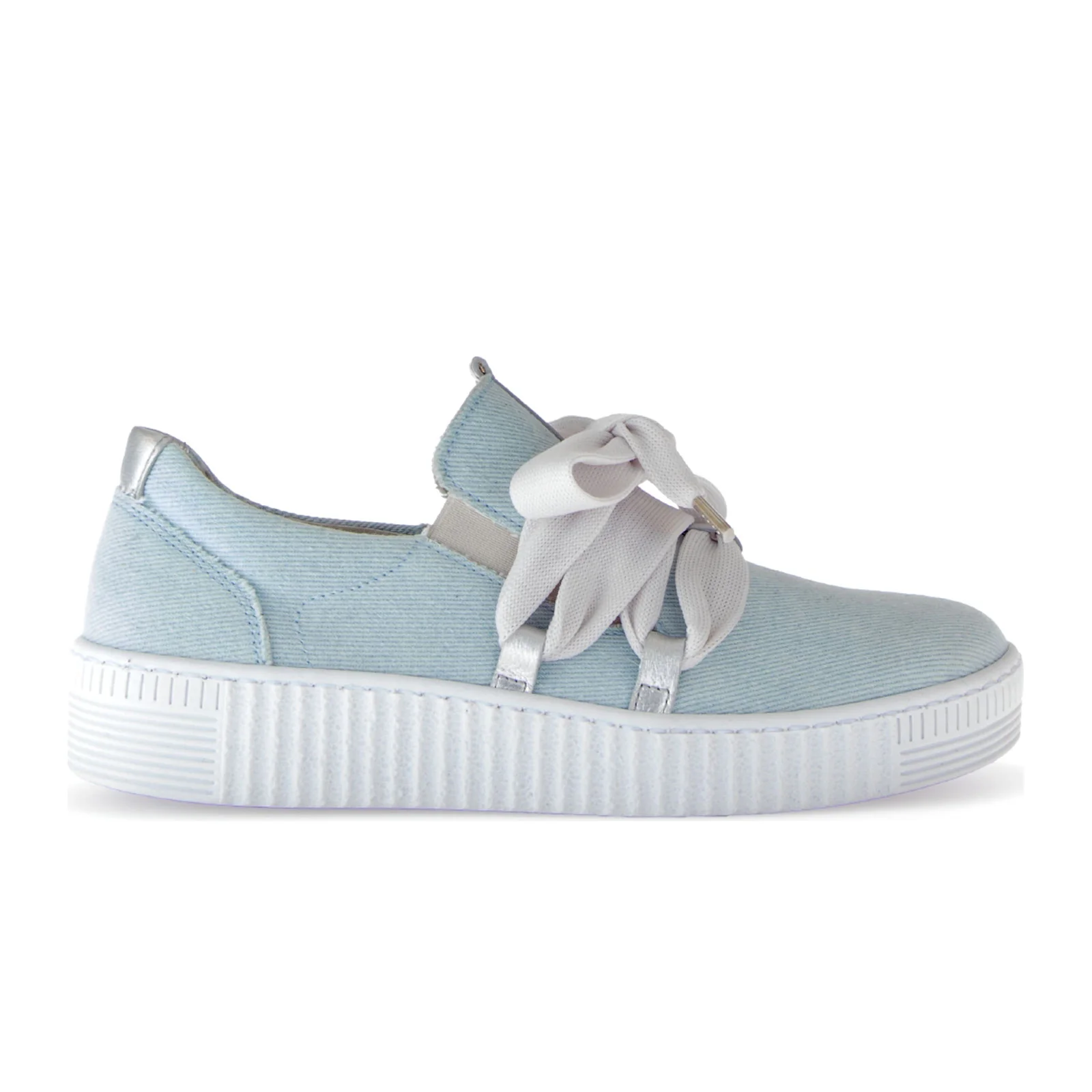 Gabor 333 Bow Sneaker (Women) - Denim/Satin Metallic/Silber