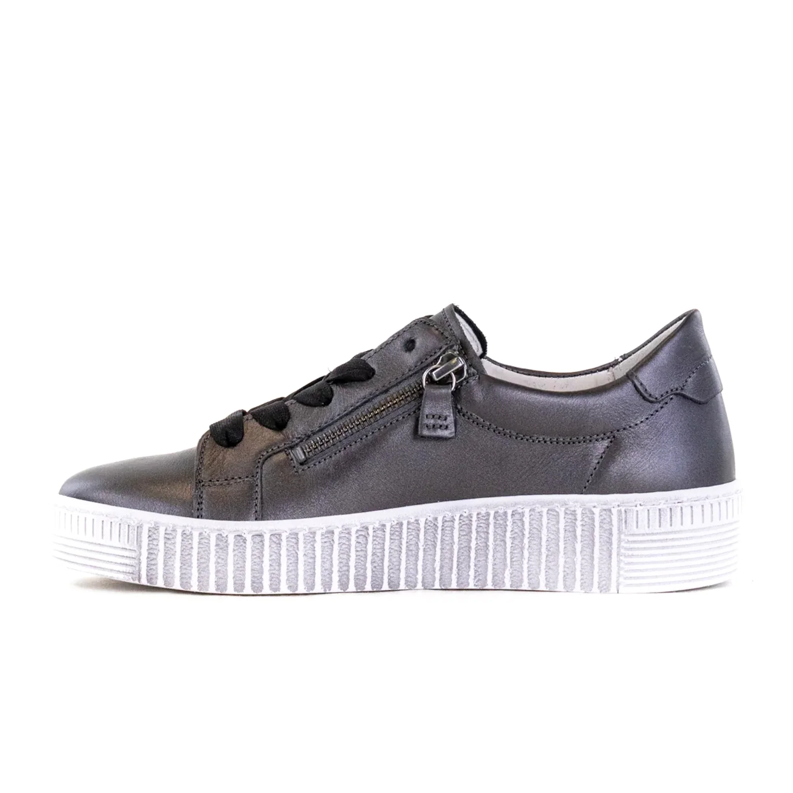 Gabor 334 Double Zip Sneaker (Women) - Anthracite Leather - Image 2