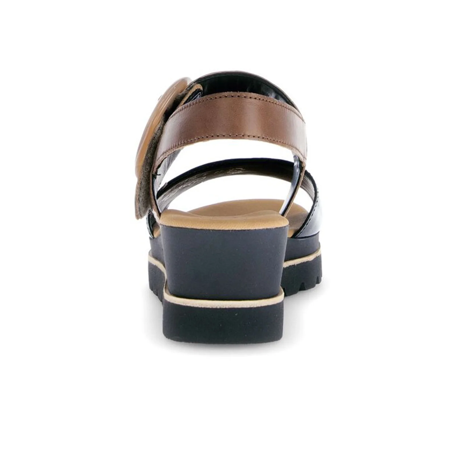 Gabor 645 Slingback Platform Wedge Sandal (Women) - Camel/Black Patent - Image 6