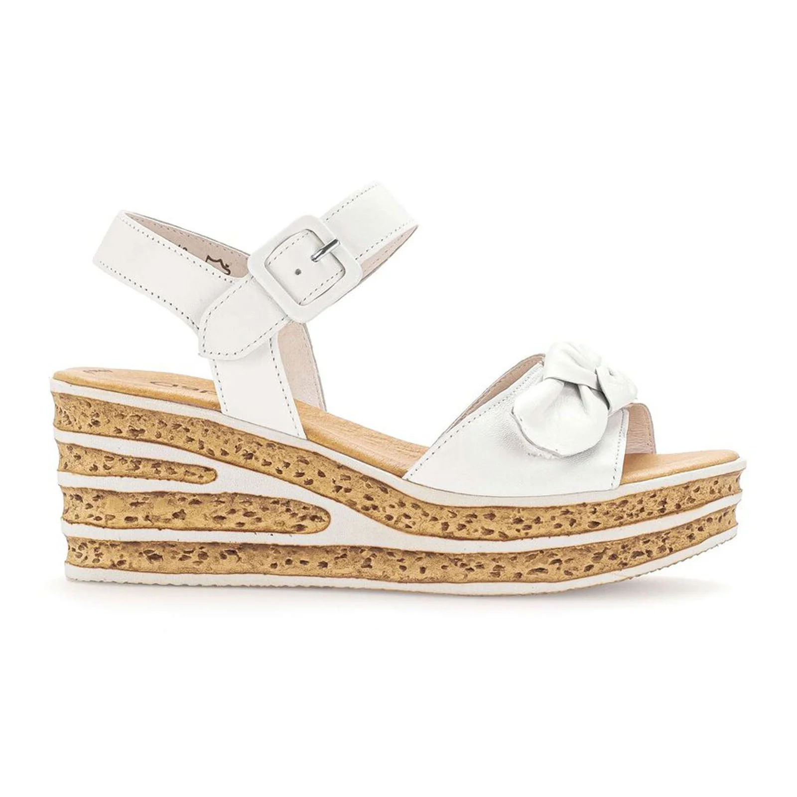 Gabor 653 Platform Wedge Sandal (Women) - White Lamn/Nappa