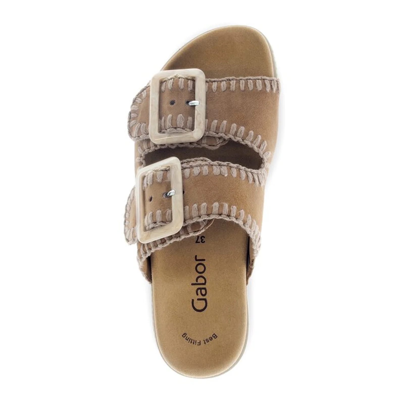 Gabor 741 Stitch Slide Sandal (Women) - Samtchevreau/Walnut - Image 4