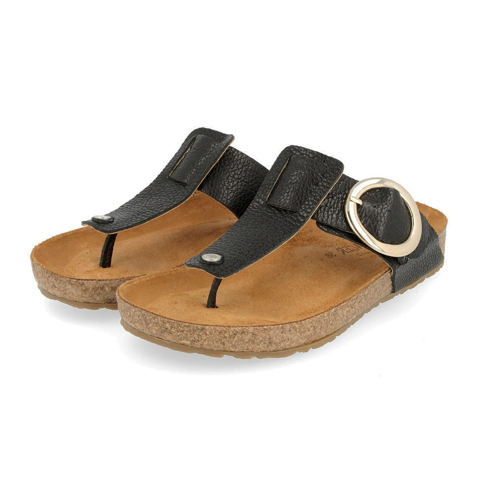 Haflinger Round Buckle Corinna Sandal (Women) - Black Pebble - Image 2
