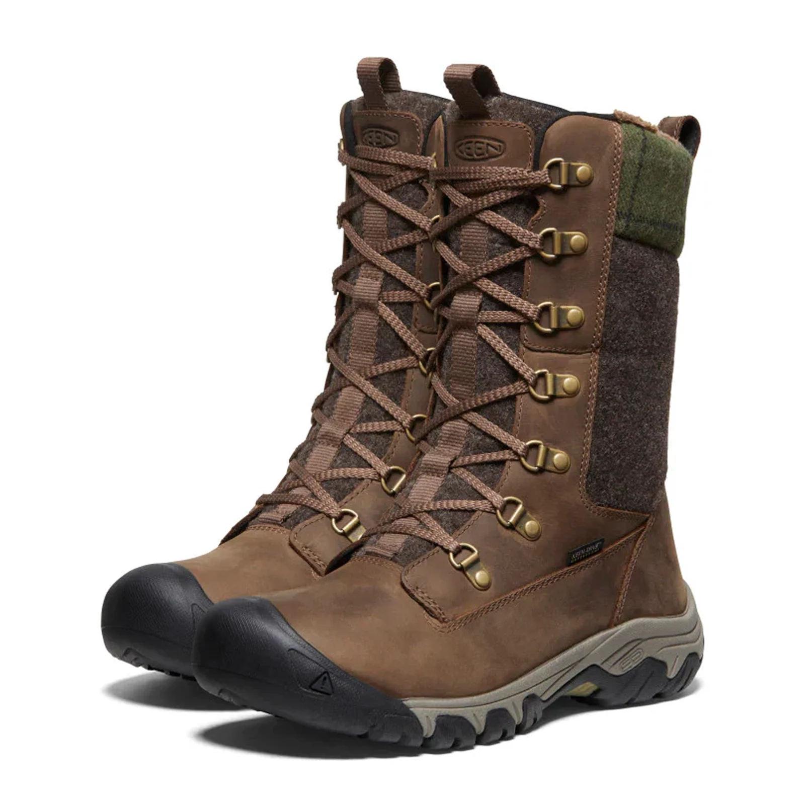 Keen Greta Mid Waterproof Boot (Women) - Dark Earth/Green Plaid - Image 2