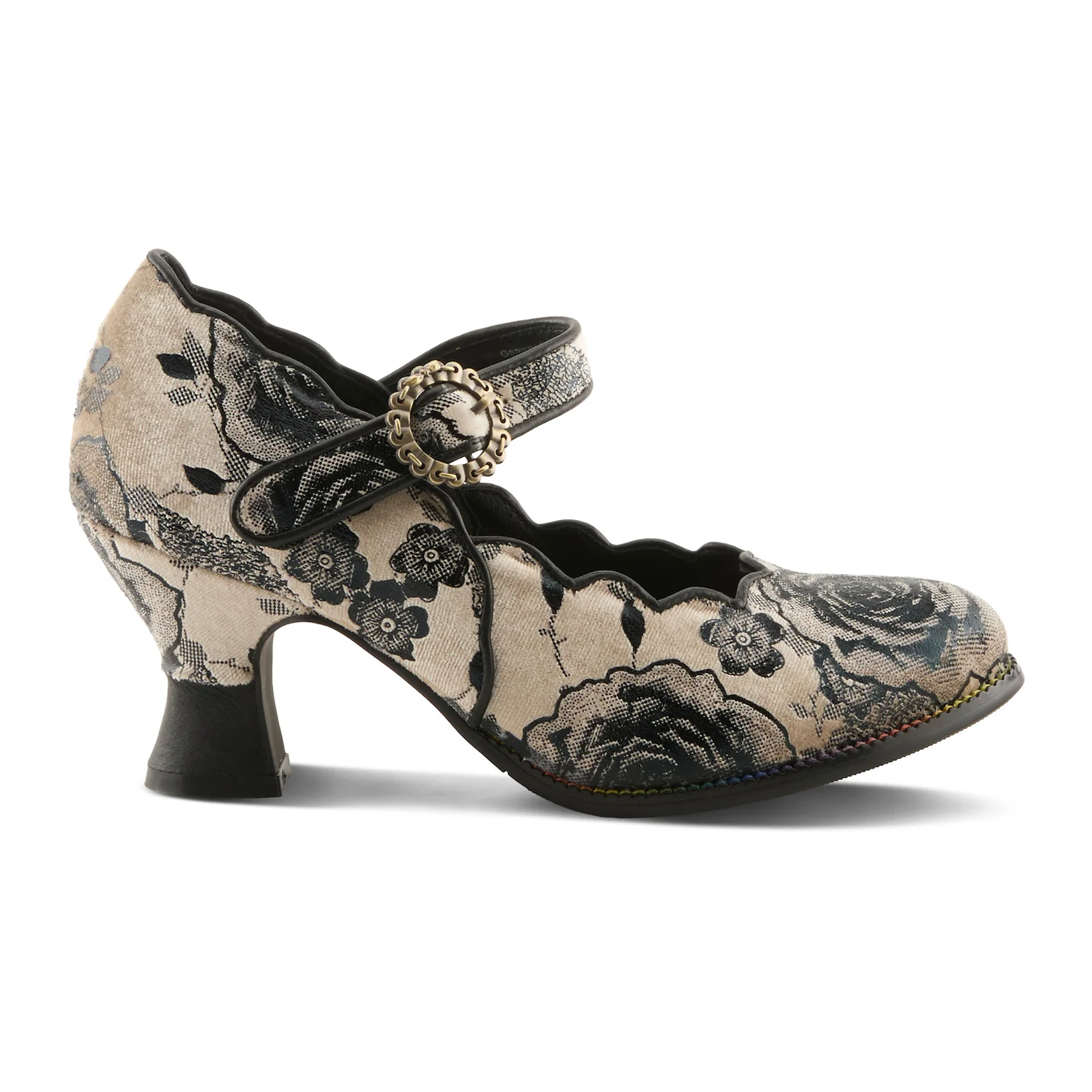 L'Artiste Adodora-Prit Heeled Mary Jane (Women) - Black Multi