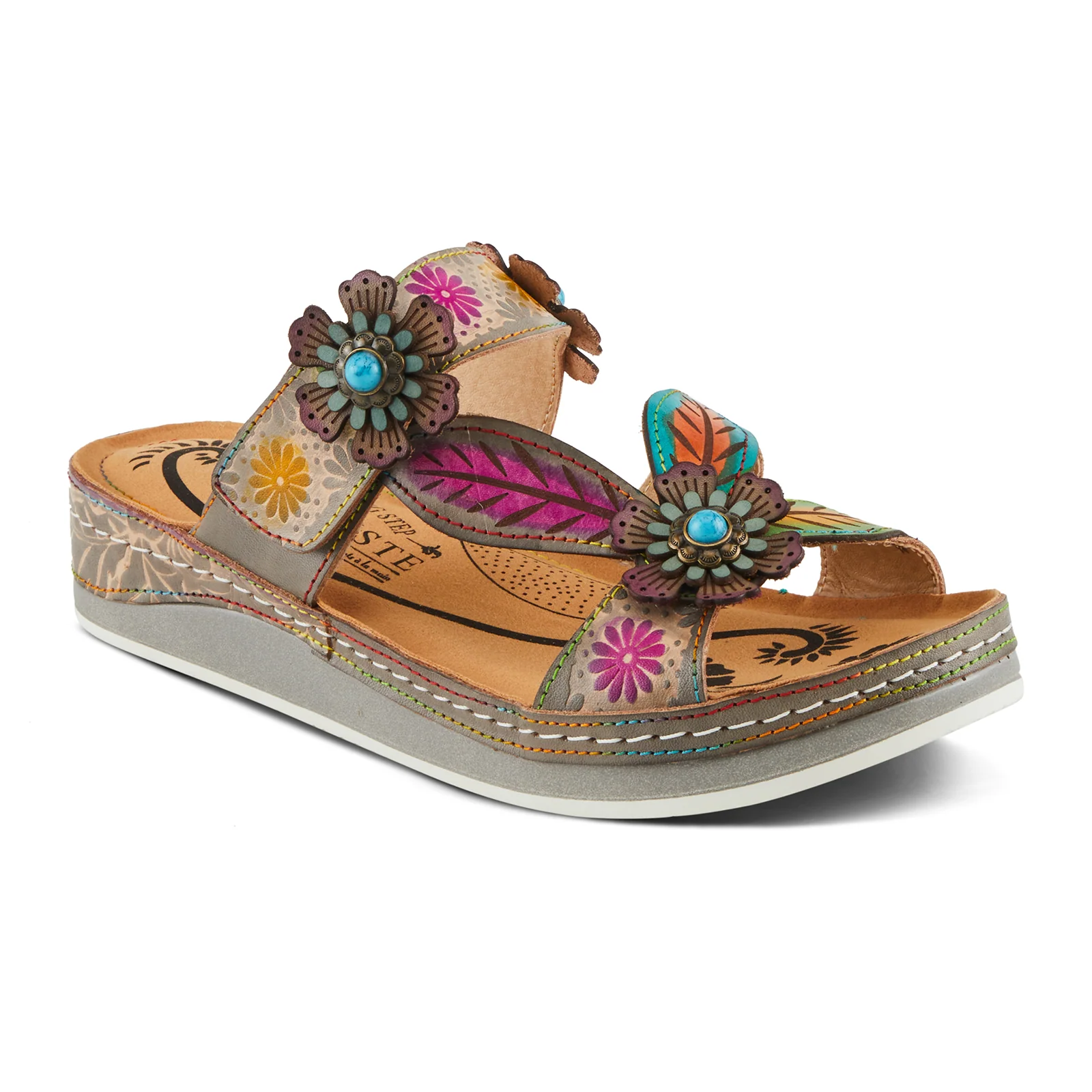 L'Artiste Pillow-Soft Slide Sandal (Women) - Grey Multi - Image 3