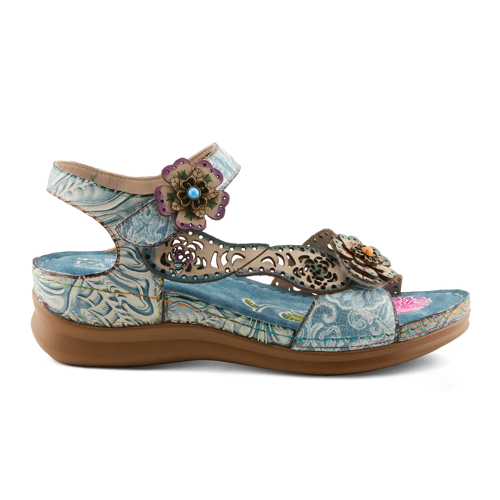L'Artiste Script Backstrap Sandal (Women) - Blue Multi