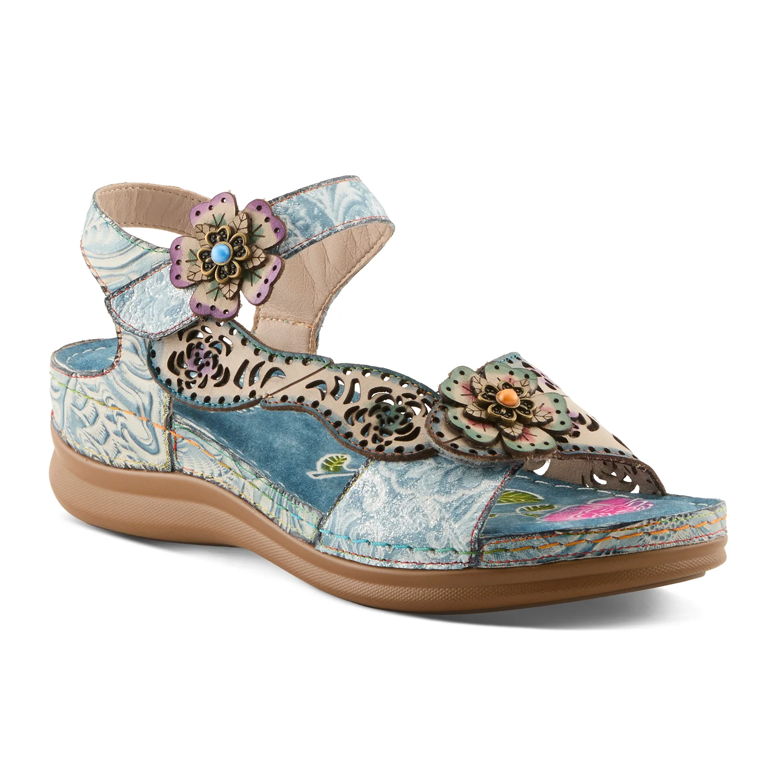 L'Artiste Script Backstrap Sandal (Women) - Blue Multi - Image 3