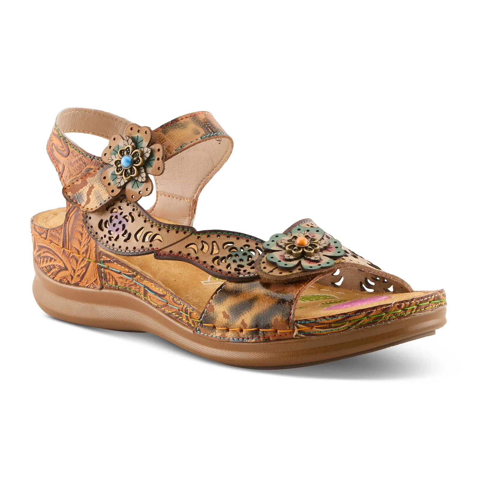 L'Artiste Script Backstrap Sandal (Women) - Tan Multi - Image 3
