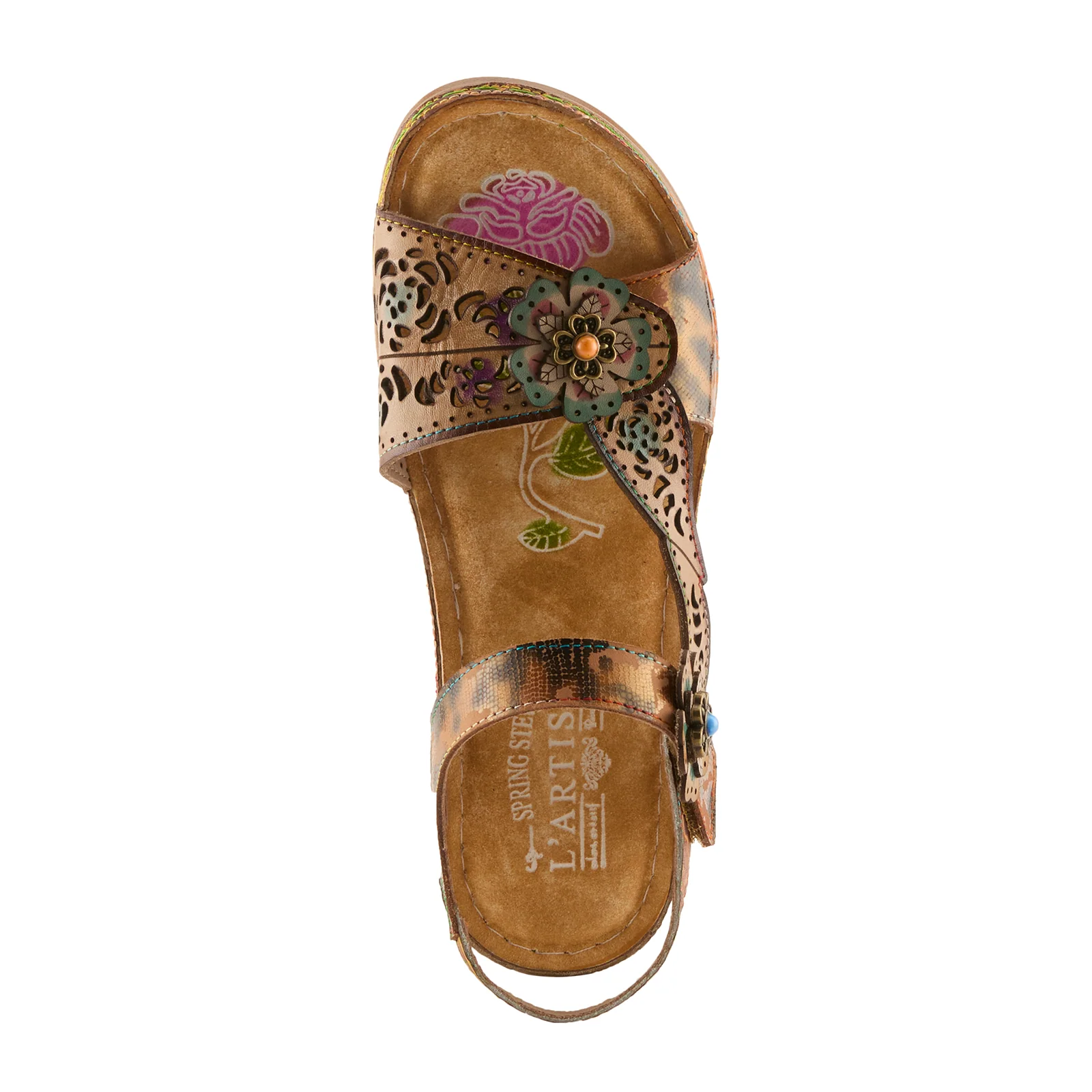 L'Artiste Script Backstrap Sandal (Women) - Tan Multi - Image 6