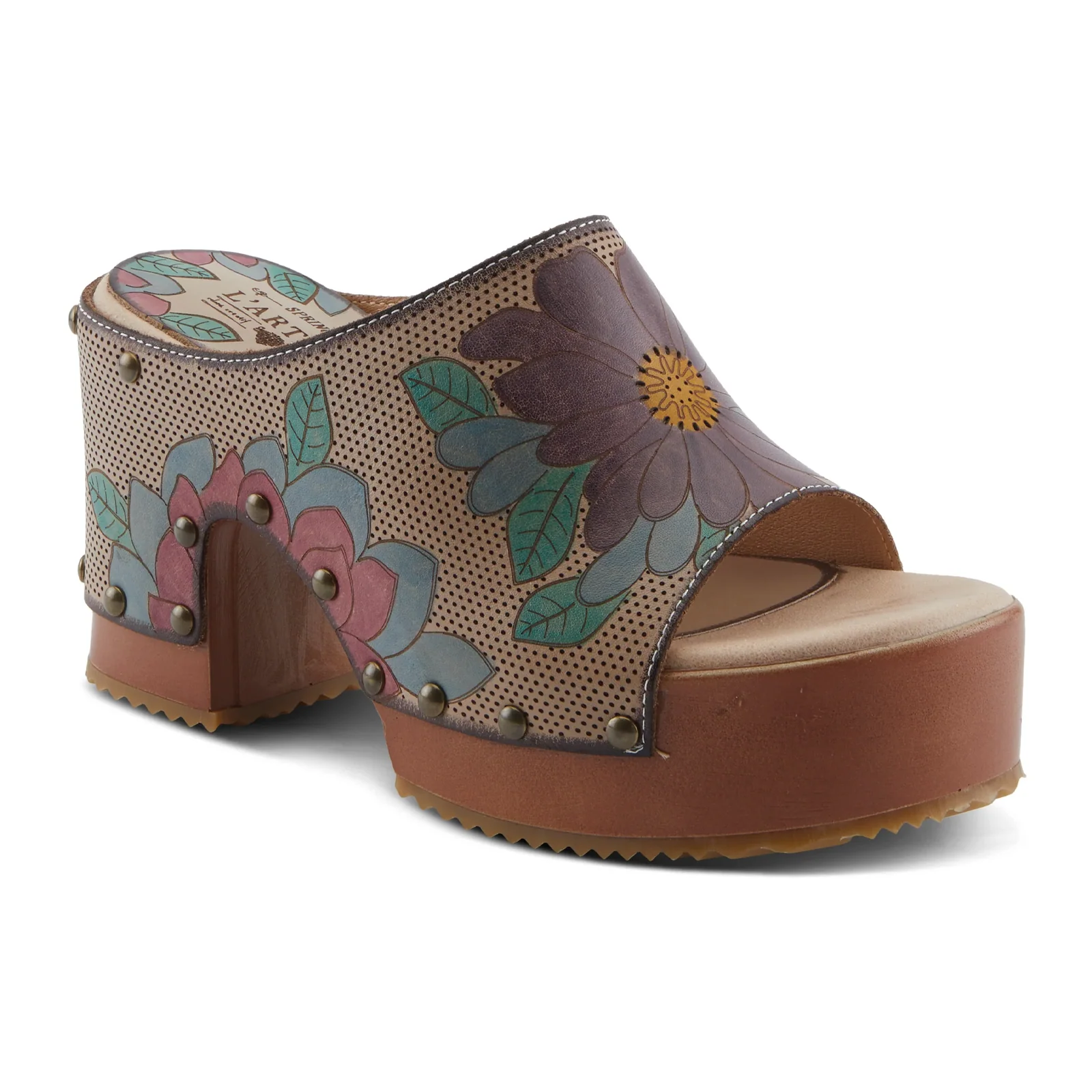 L'Artiste Teeshirt Wedge Sandal (Women) - Beige Multi - Image 3