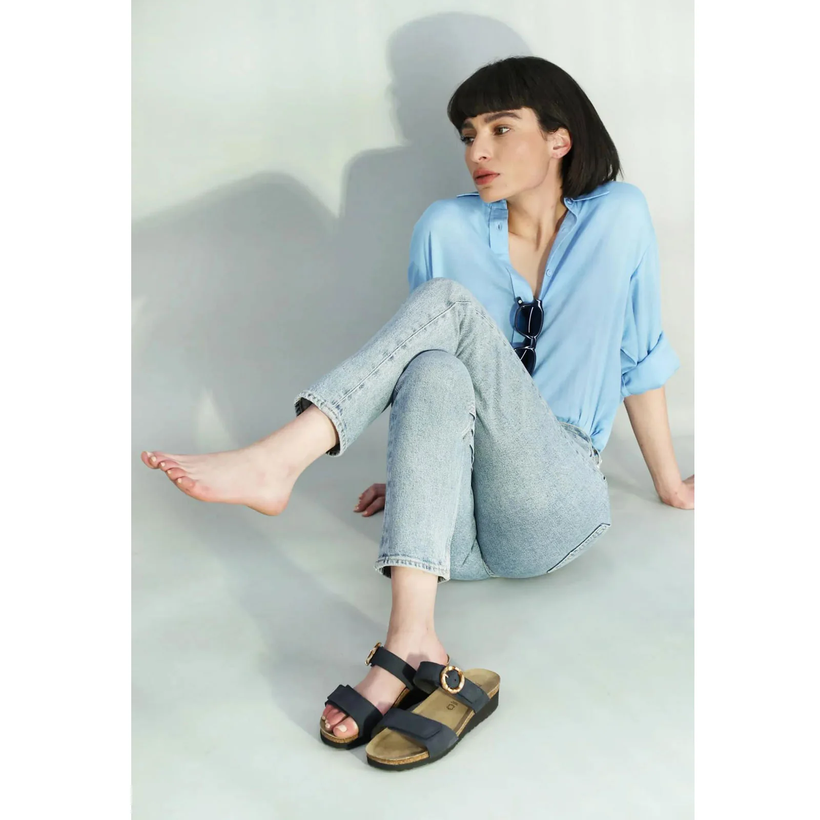 Naot Anabel Wide Wedge Sandal (Women) - Soft Black Leather - Image 4