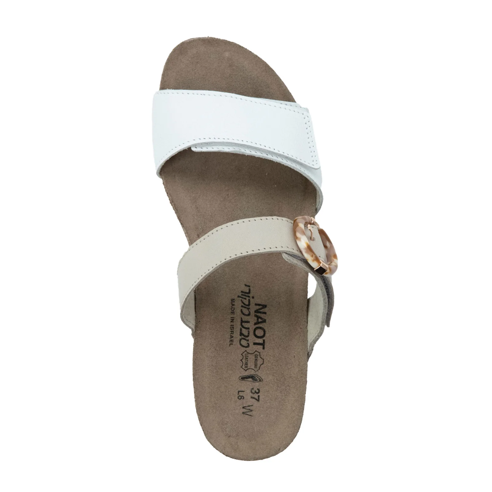 Naot Anabel Wide Wedge Sandal (Women) - White Leather/Soft Ivory Leather - Image 4