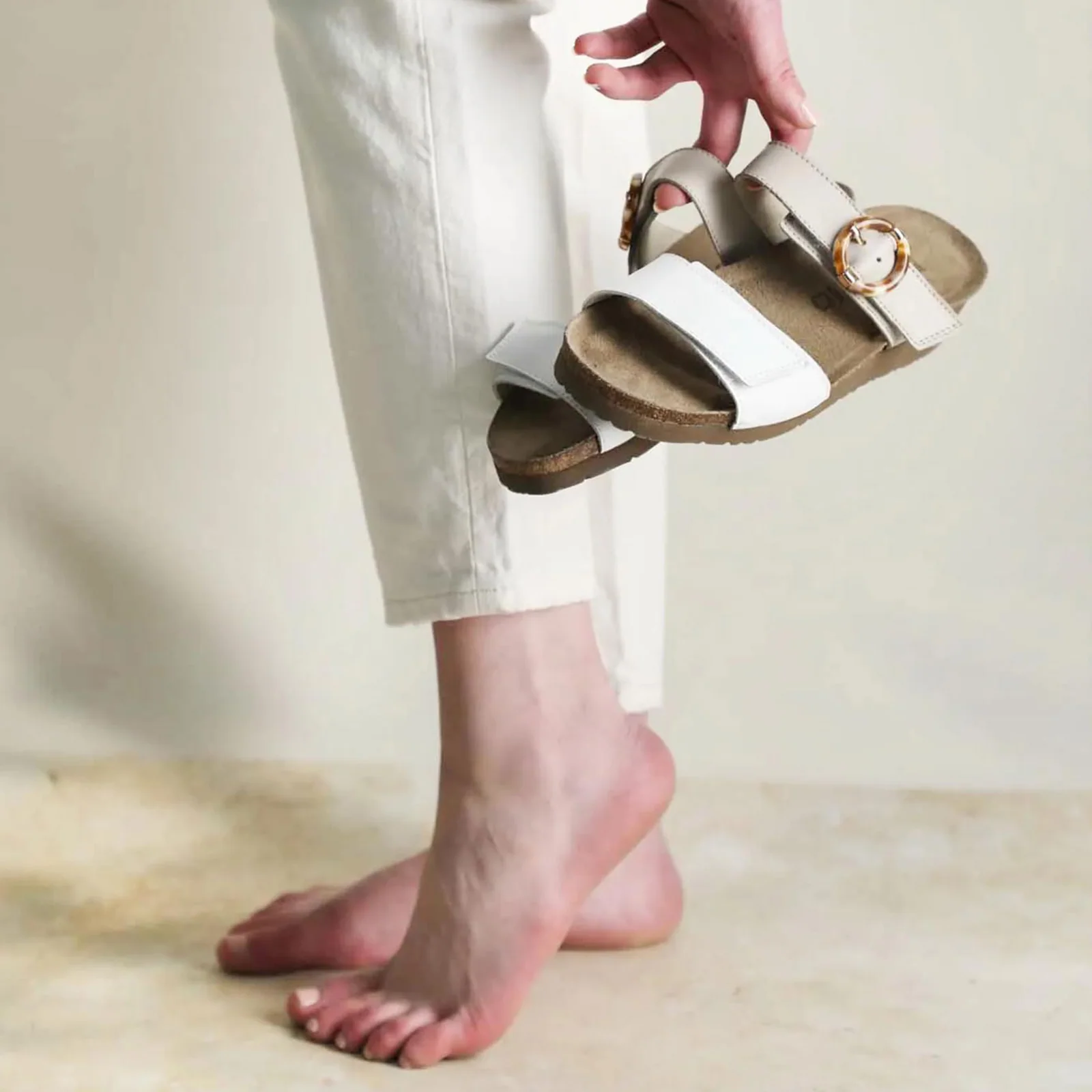 Naot Anabel Wide Wedge Sandal (Women) - White Leather/Soft Ivory Leather - Image 5