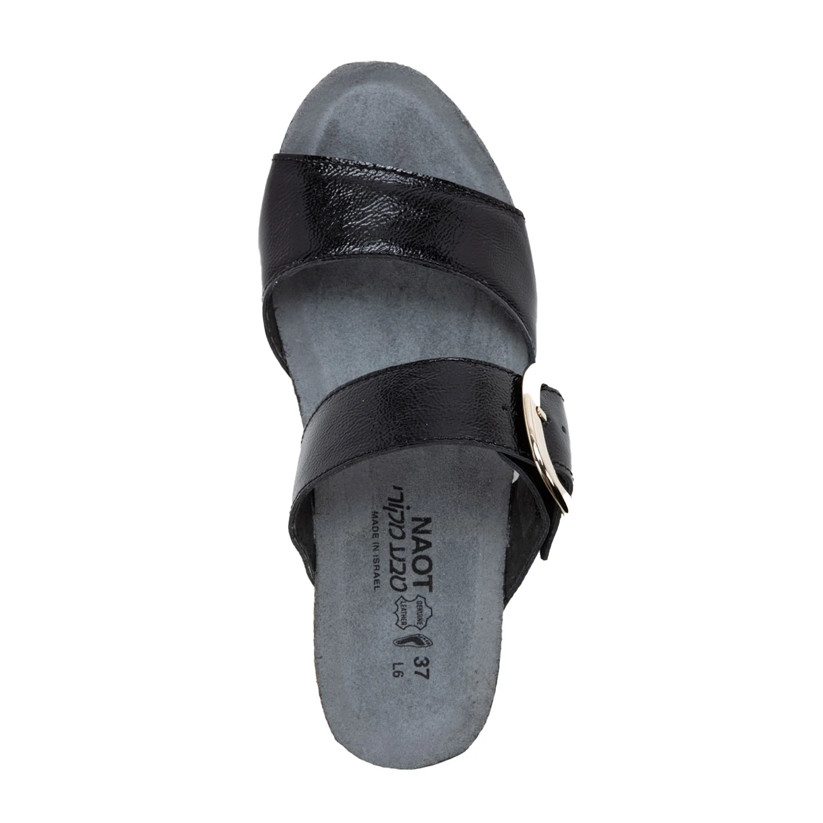 Naot Magic Wedge Sandal (Women) - Black Crinkle Patent Leather - Image 4