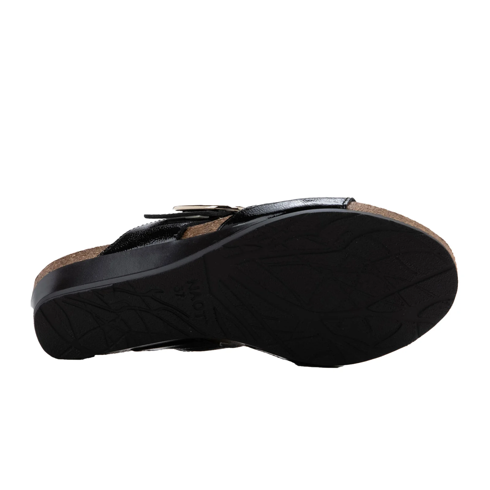 Naot Magic Wedge Sandal (Women) - Black Crinkle Patent Leather - Image 5