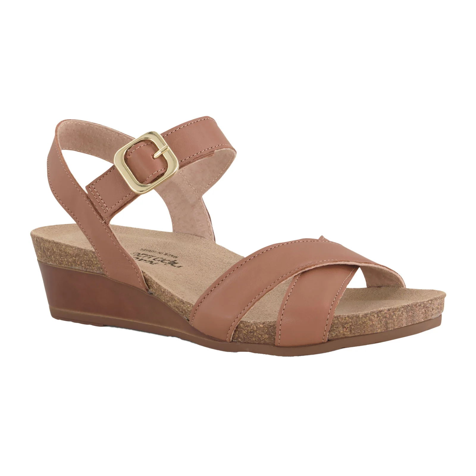 Naot Throne Wedge Sandal (Women) - Caramel Leather - Image 2
