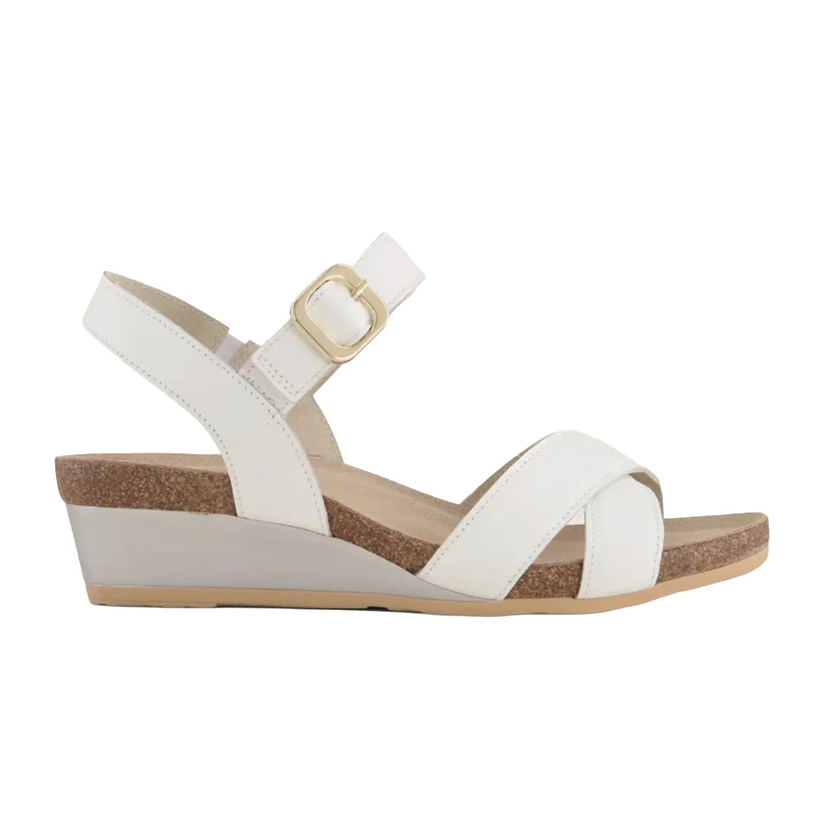Naot Throne Wedge Sandal (Women) - Soft White Leather