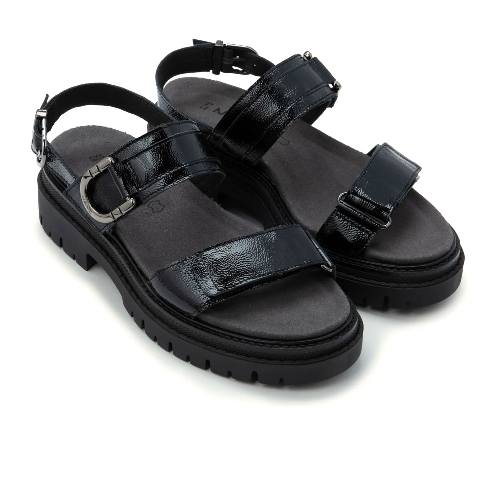 Naot Trinity Backstrap Sandal (Women) - Black Crinkle Patent Leather - Image 3