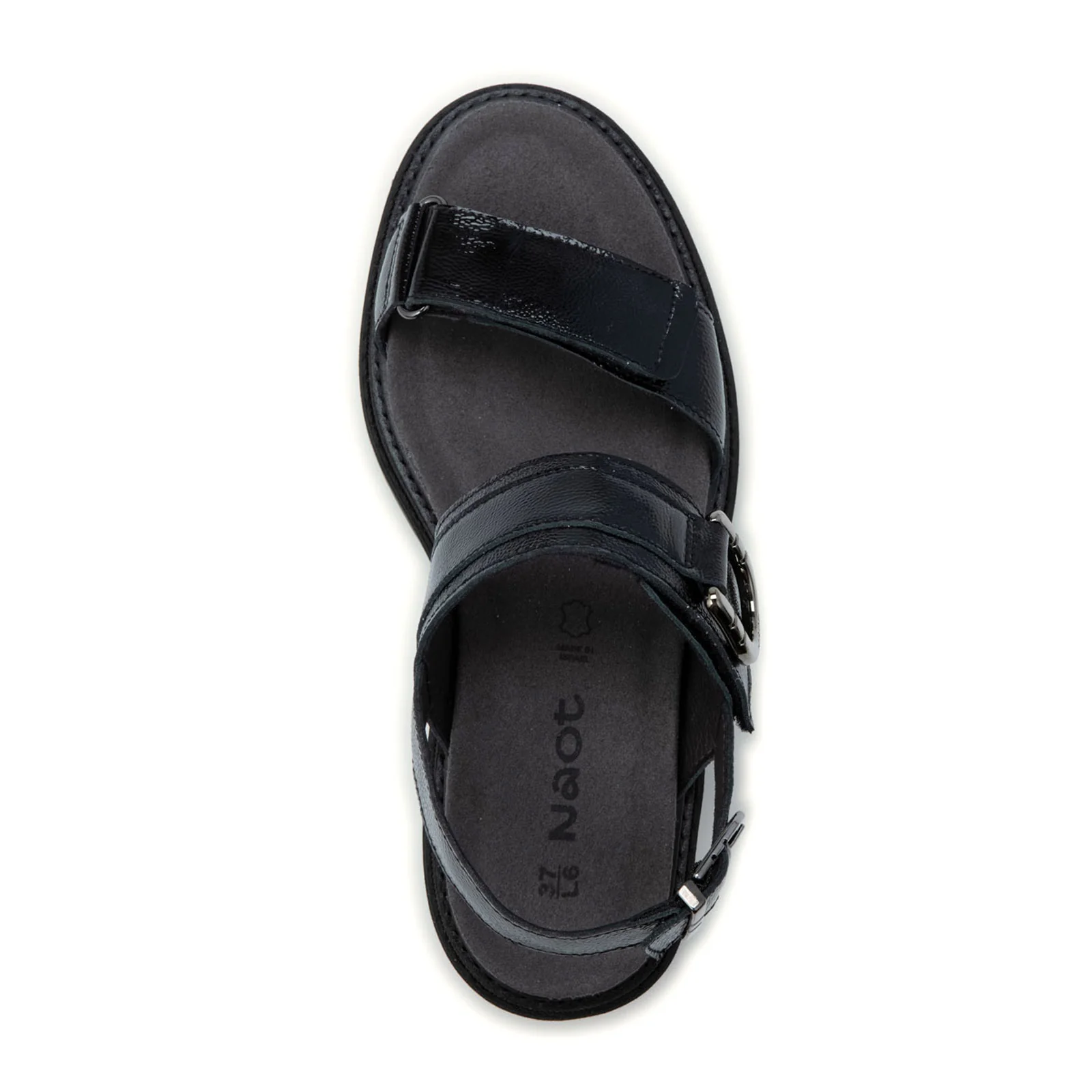 Naot Trinity Backstrap Sandal (Women) - Black Crinkle Patent Leather - Image 5
