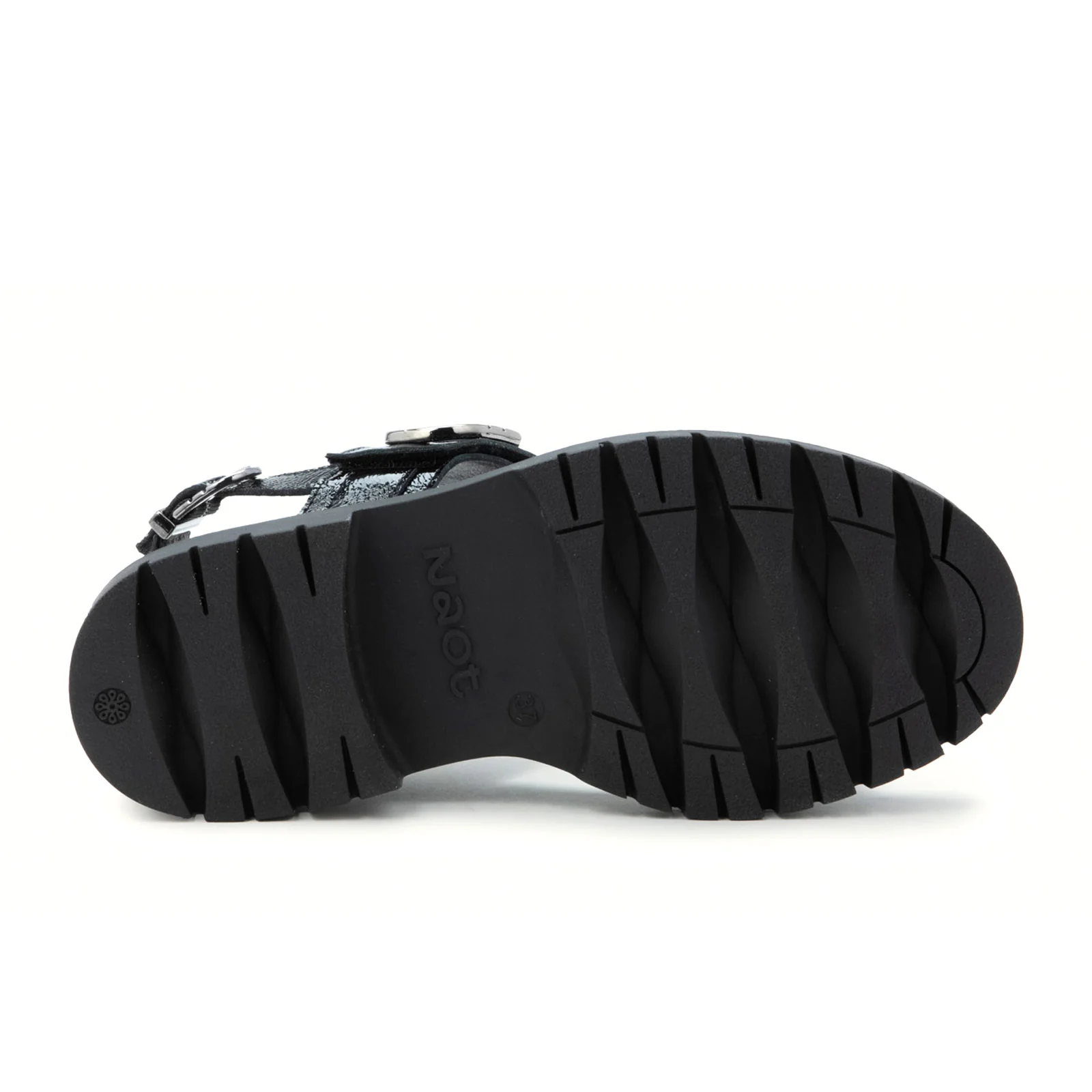 Naot Trinity Backstrap Sandal (Women) - Black Crinkle Patent Leather - Image 6