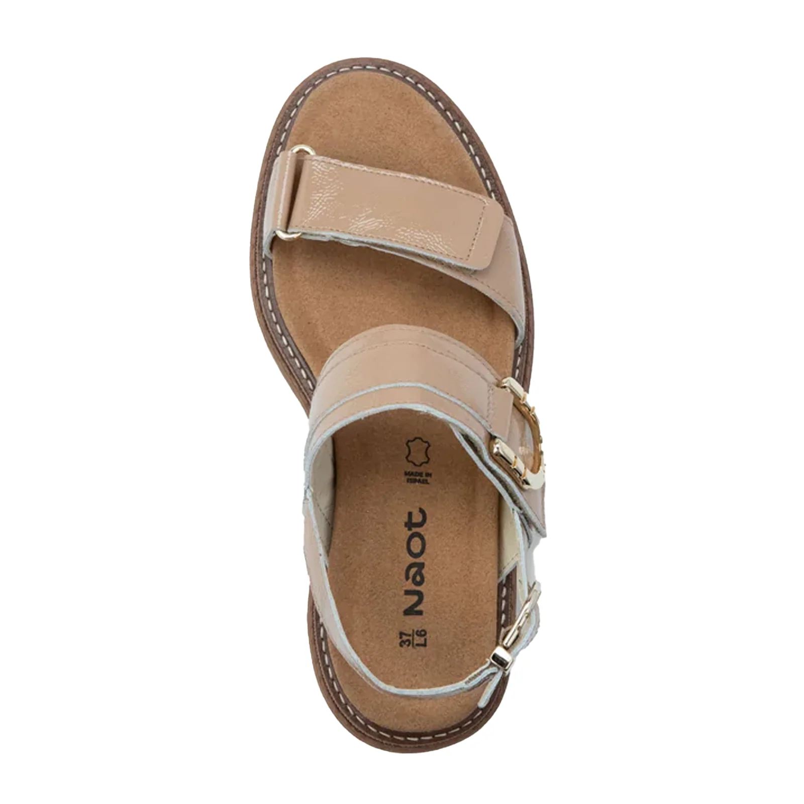 Naot Trinity Backstrap Sandal (Women) - Camel Crinkle Patent Leather - Image 4