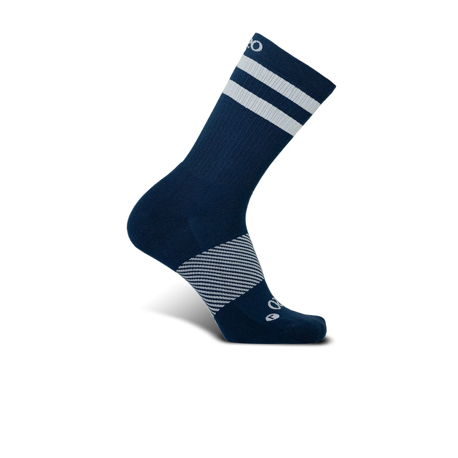 OS1st Wicked Comfort Crew Sock (Unisex) - Navy/Silver Stripes