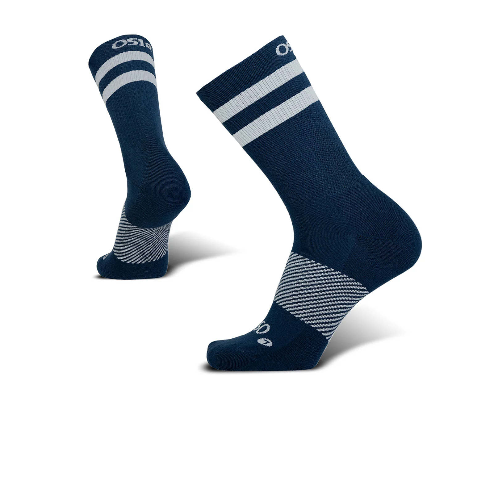OS1st Wicked Comfort Crew Sock (Unisex) - Navy/Silver Stripes - Image 3