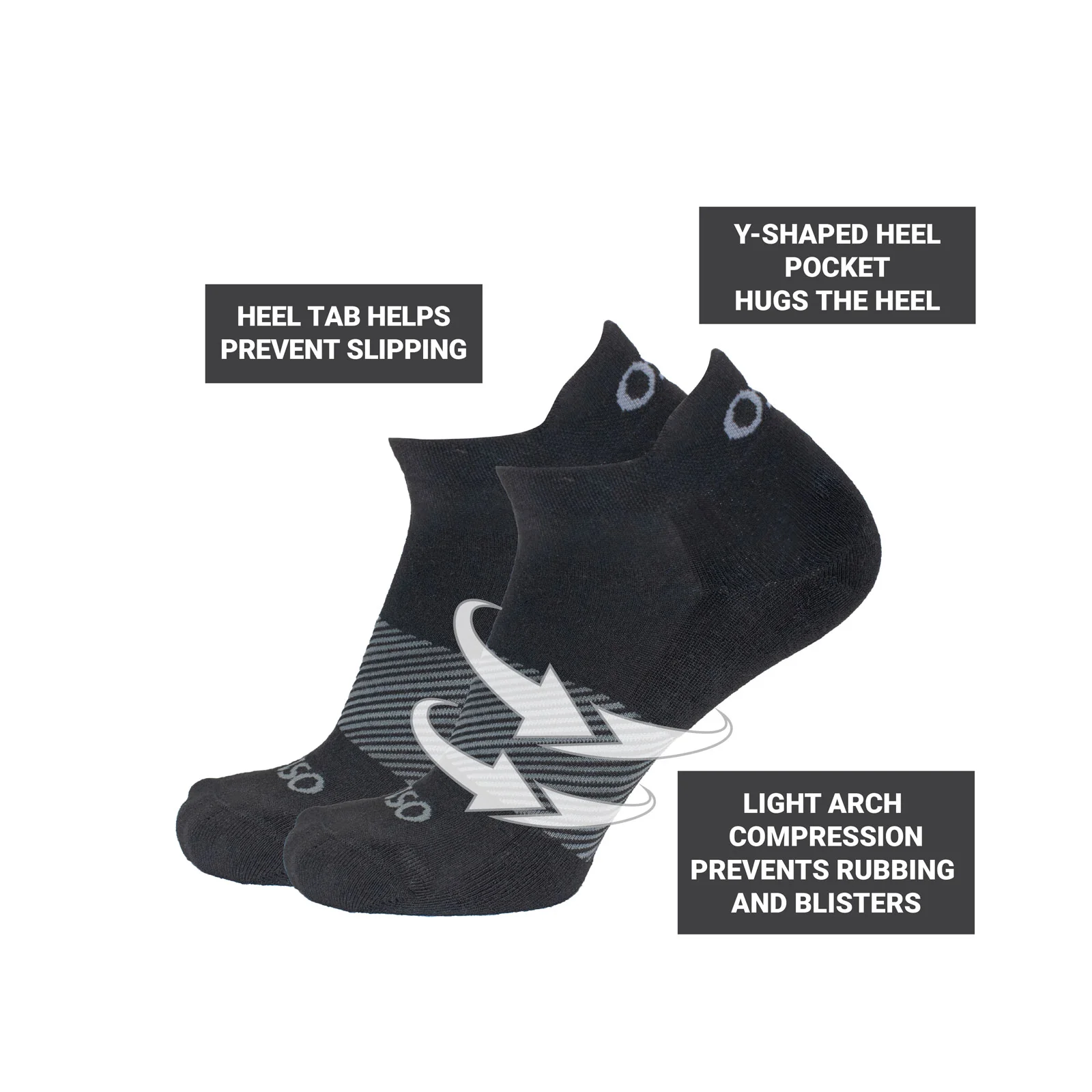 OS1st Wicked Comfort No Show Sock (Unisex) - Black - Image 3