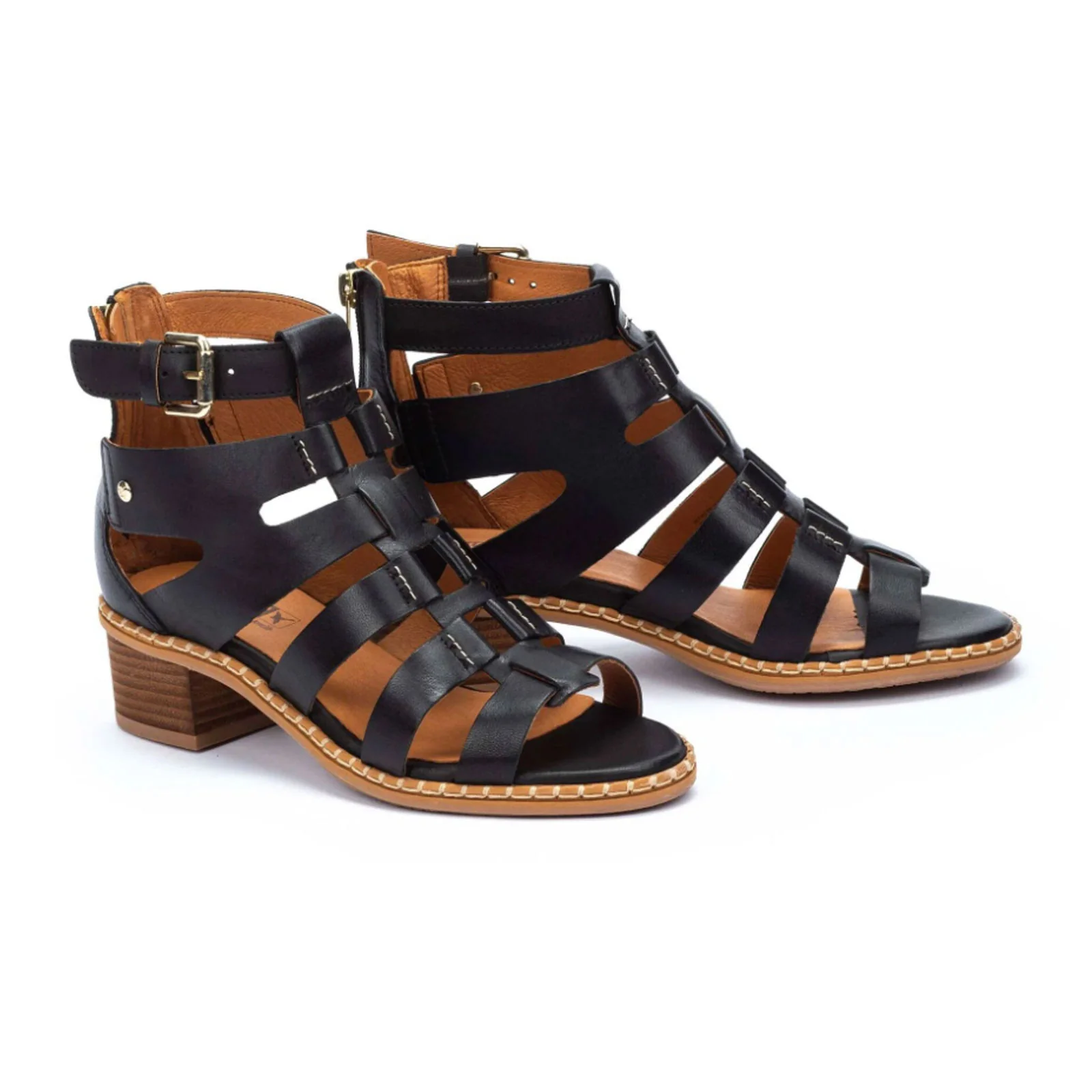 Pikolinos Blanes W3H-1823 Heeled Sandal (Women) - Black Leather - Image 5