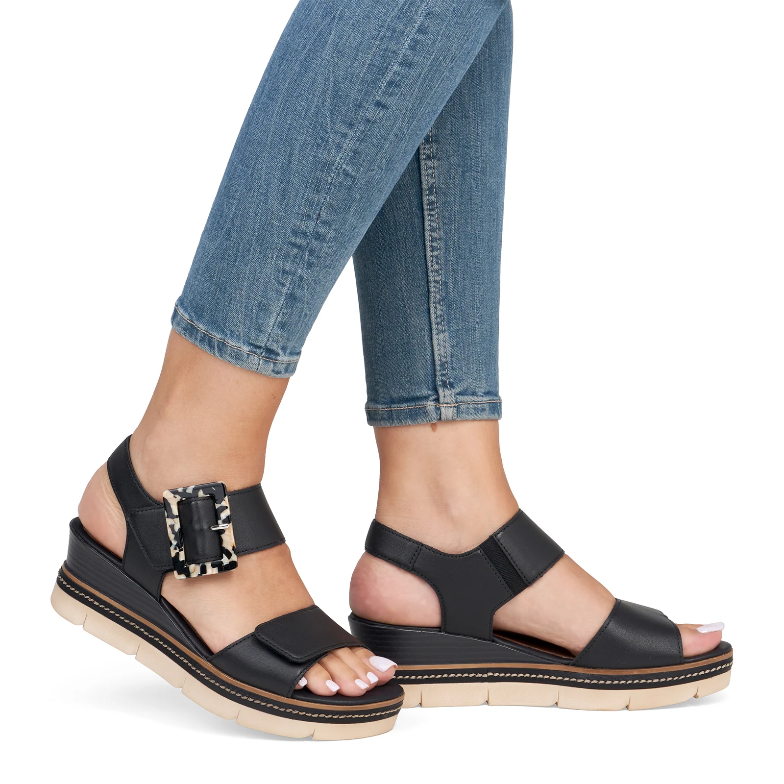 Remonte Jerilyn 53 Wedge Sandal (Women) - Black Multi - Image 9