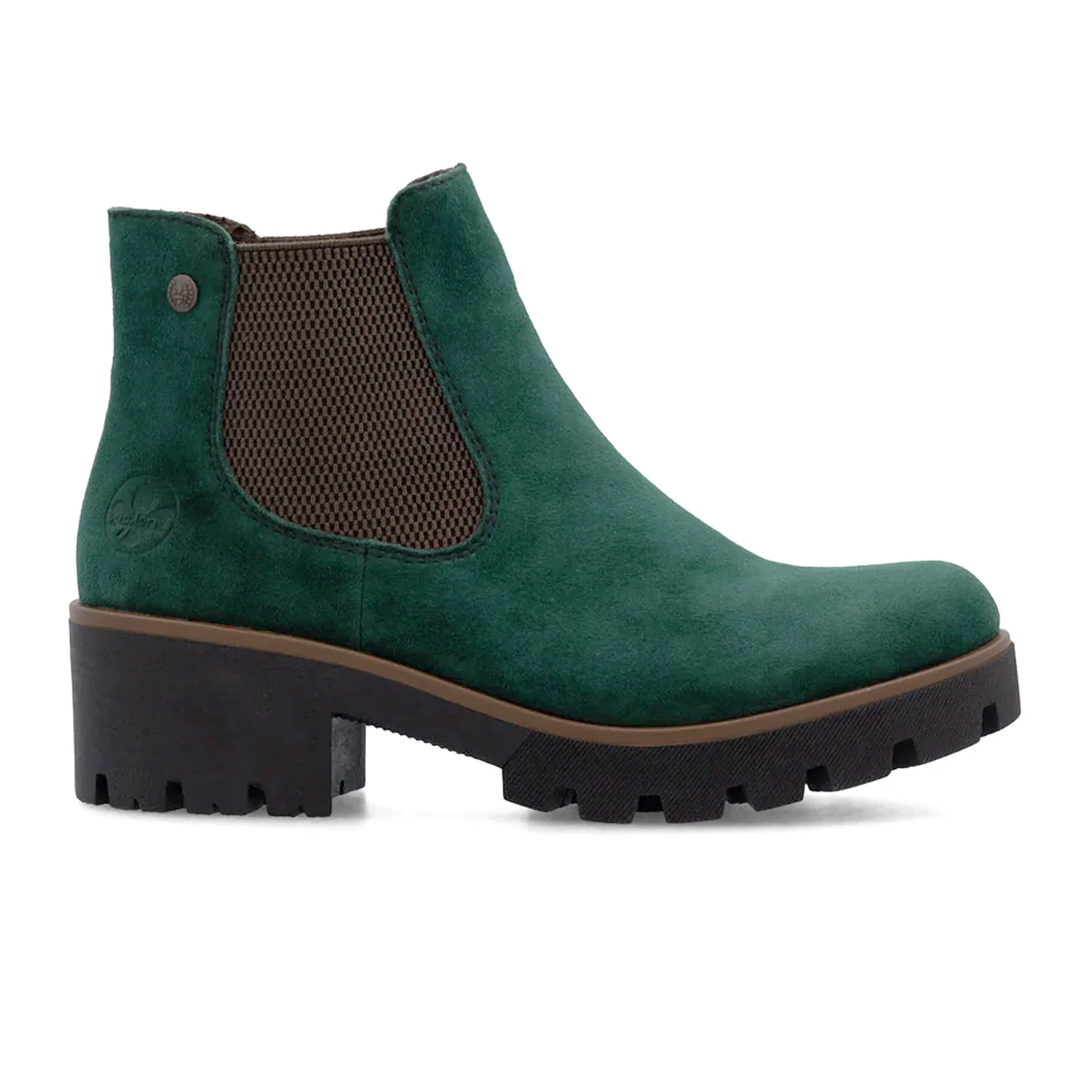 Rieker Amalia 65 Chelsea Boot (Women) - Bottlegreen/Brown Sheepsuede
