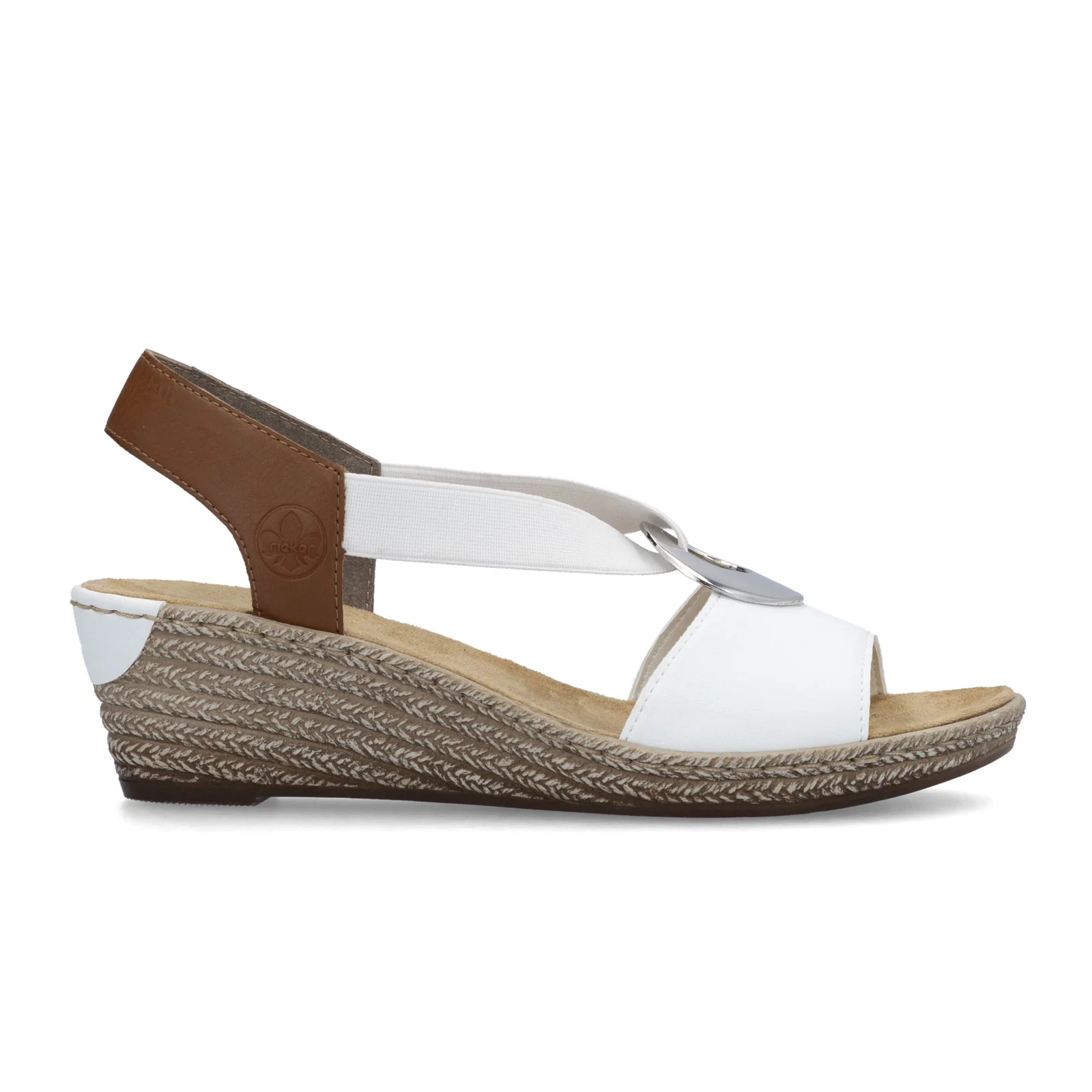 Rieker Fanni H6 Wedge Sandal (Women) - Weiss/Cayenne