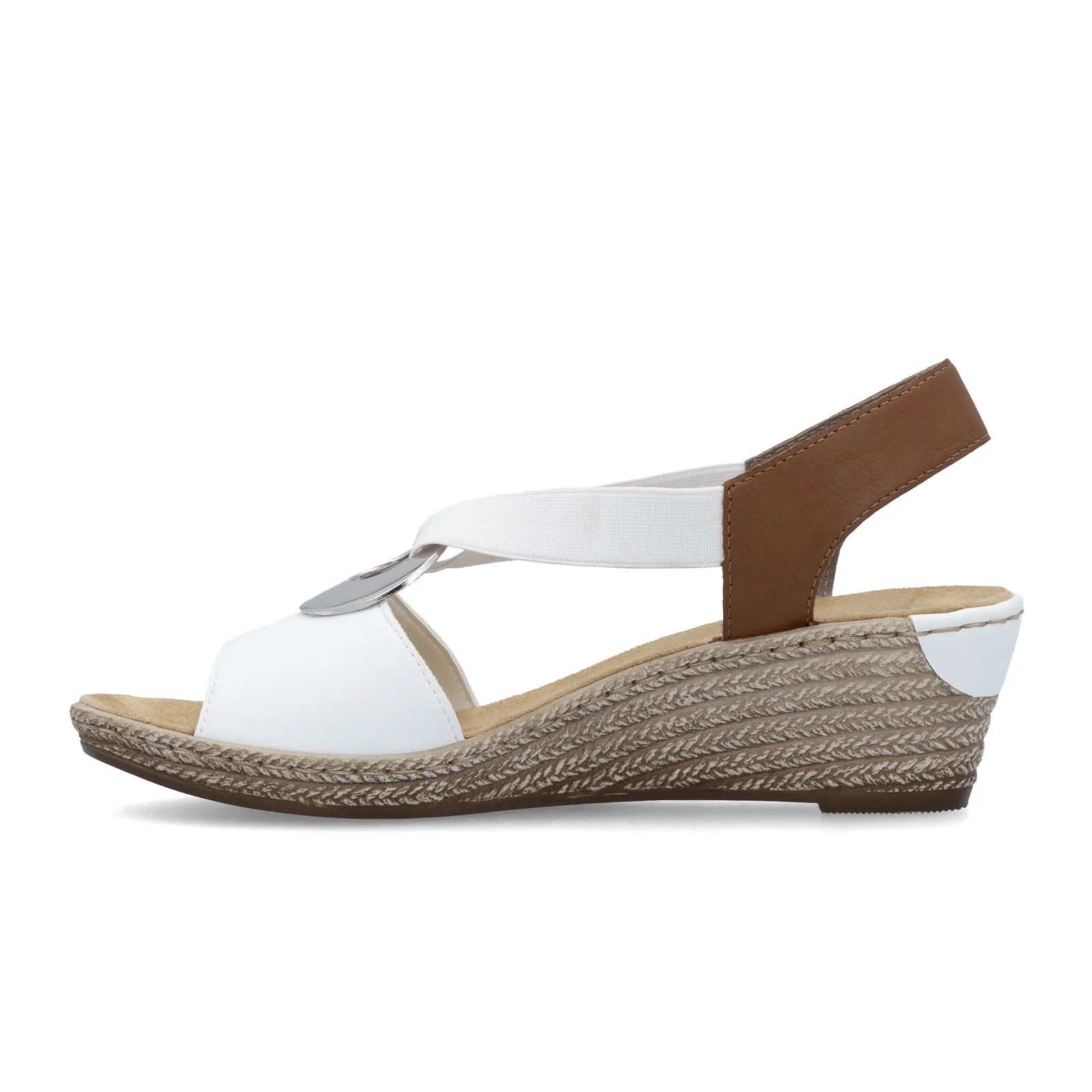 Rieker Fanni H6 Wedge Sandal (Women) - Weiss/Cayenne - Image 2