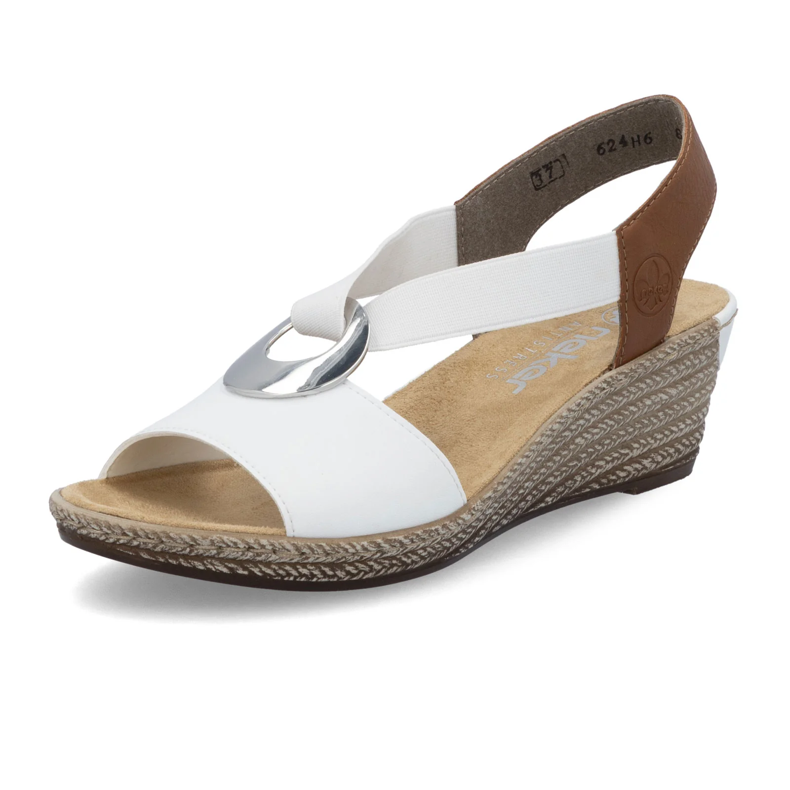 Rieker Fanni H6 Wedge Sandal (Women) - Weiss/Cayenne - Image 3