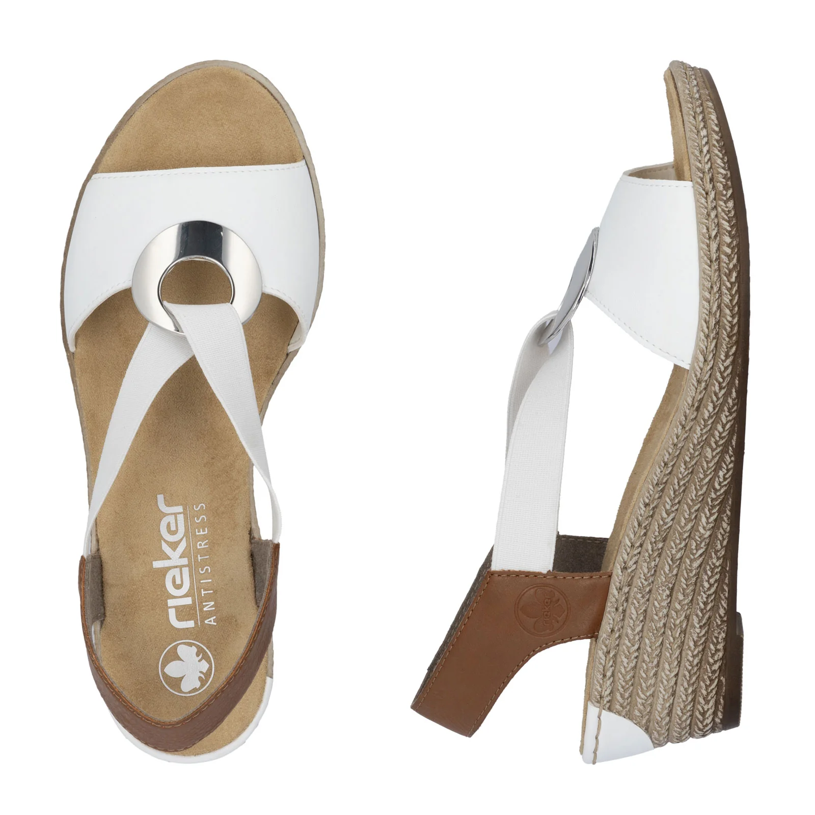 Rieker Fanni H6 Wedge Sandal (Women) - Weiss/Cayenne - Image 6