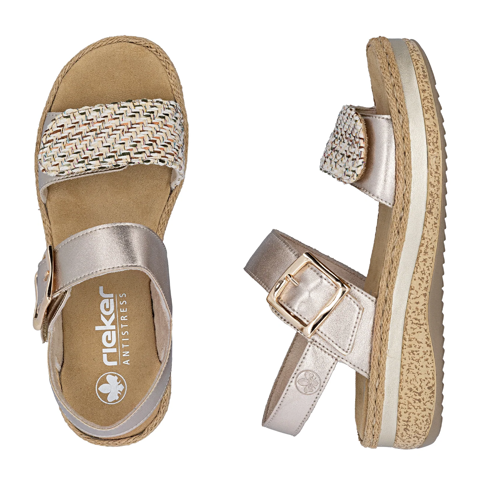 Rieker Regina 51 Wedge Sandal (Women) - Beige/Lightbrass - Image 7