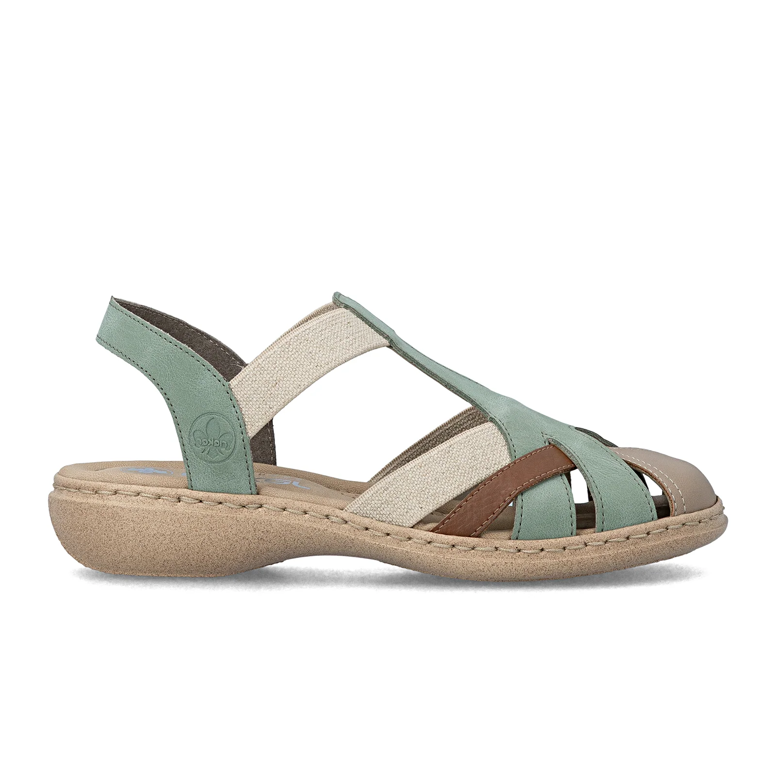 Rieker Regina 52 Backstrap Sandal (Women) - Beige/Cayenne/Mint