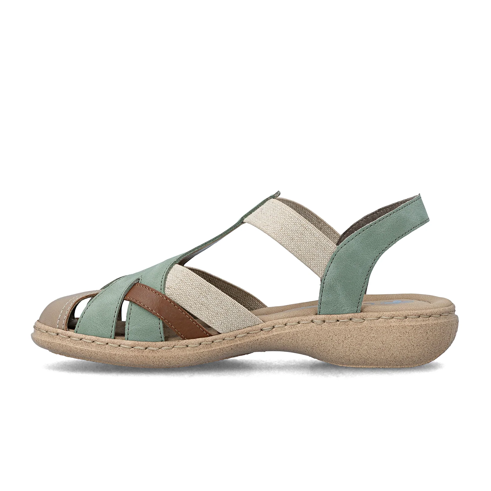 Rieker Regina 52 Backstrap Sandal (Women) - Beige/Cayenne/Mint - Image 2