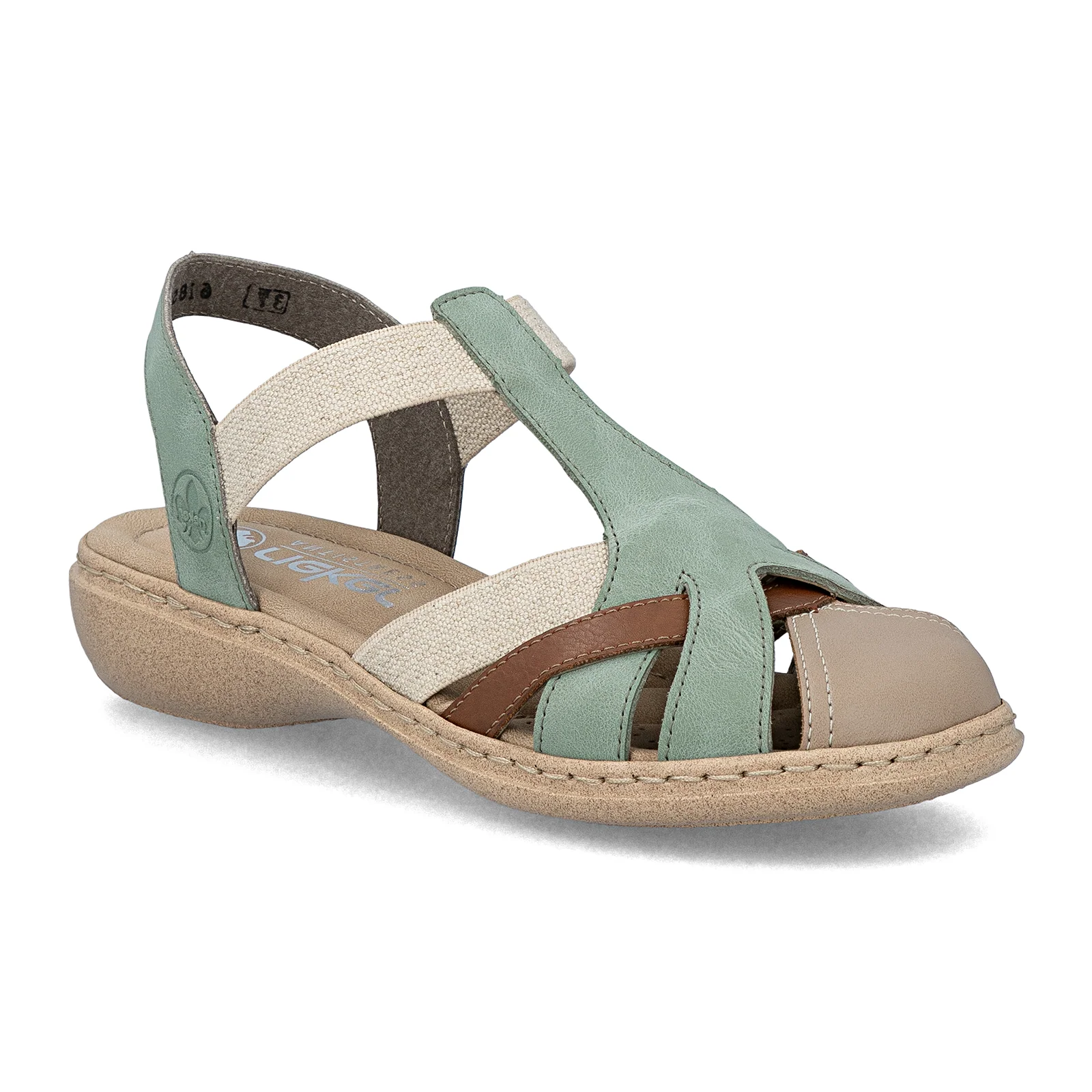 Rieker Regina 52 Backstrap Sandal (Women) - Beige/Cayenne/Mint - Image 3