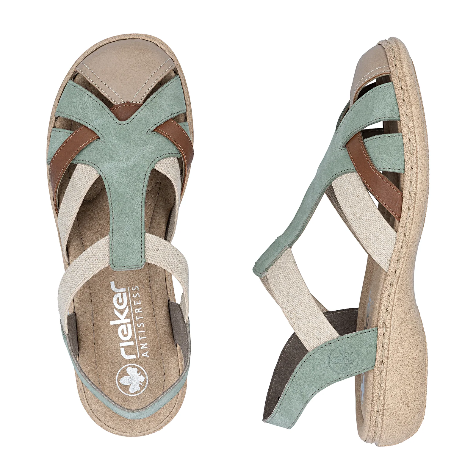 Rieker Regina 52 Backstrap Sandal (Women) - Beige/Cayenne/Mint - Image 7