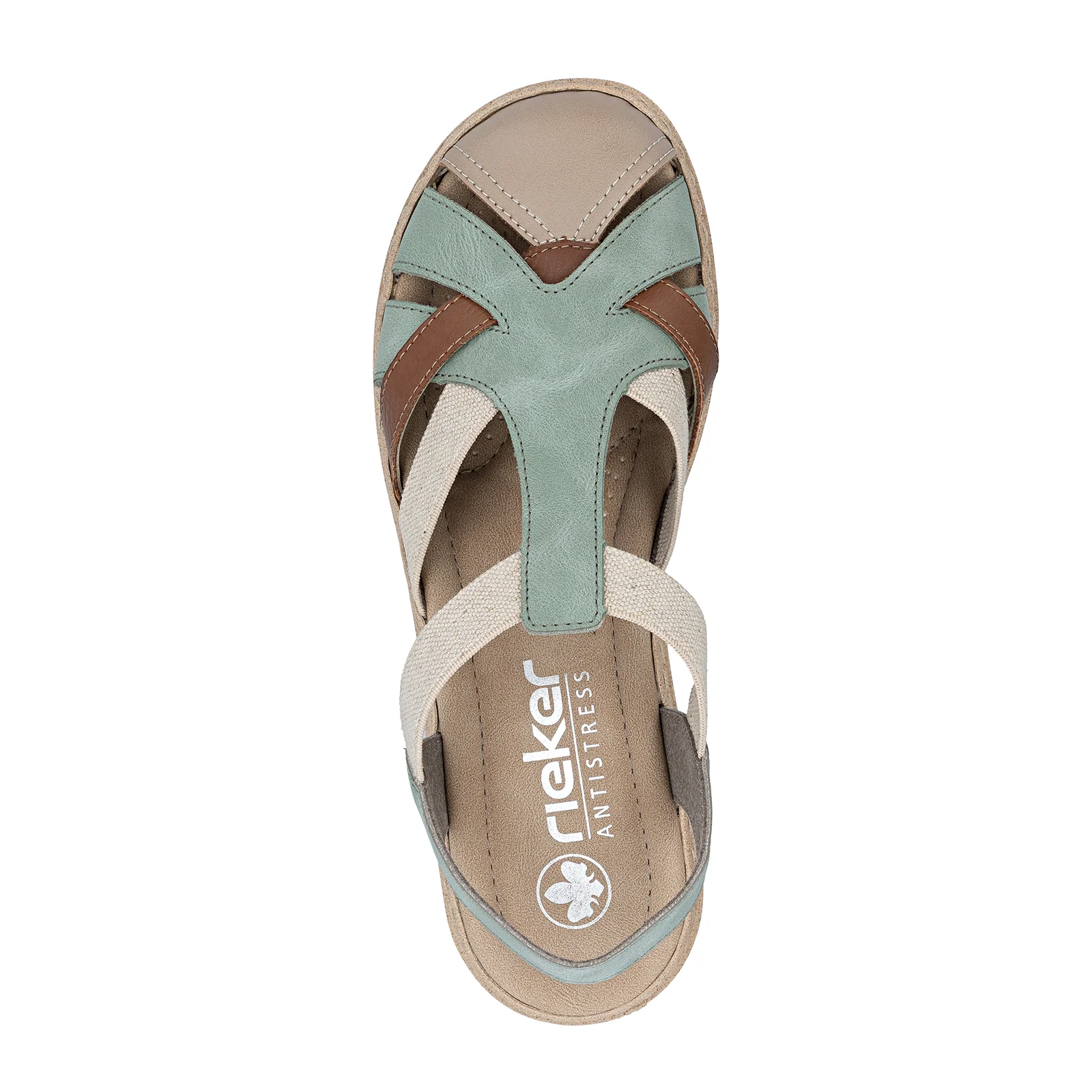 Rieker Regina 52 Backstrap Sandal (Women) - Beige/Cayenne/Mint - Image 8