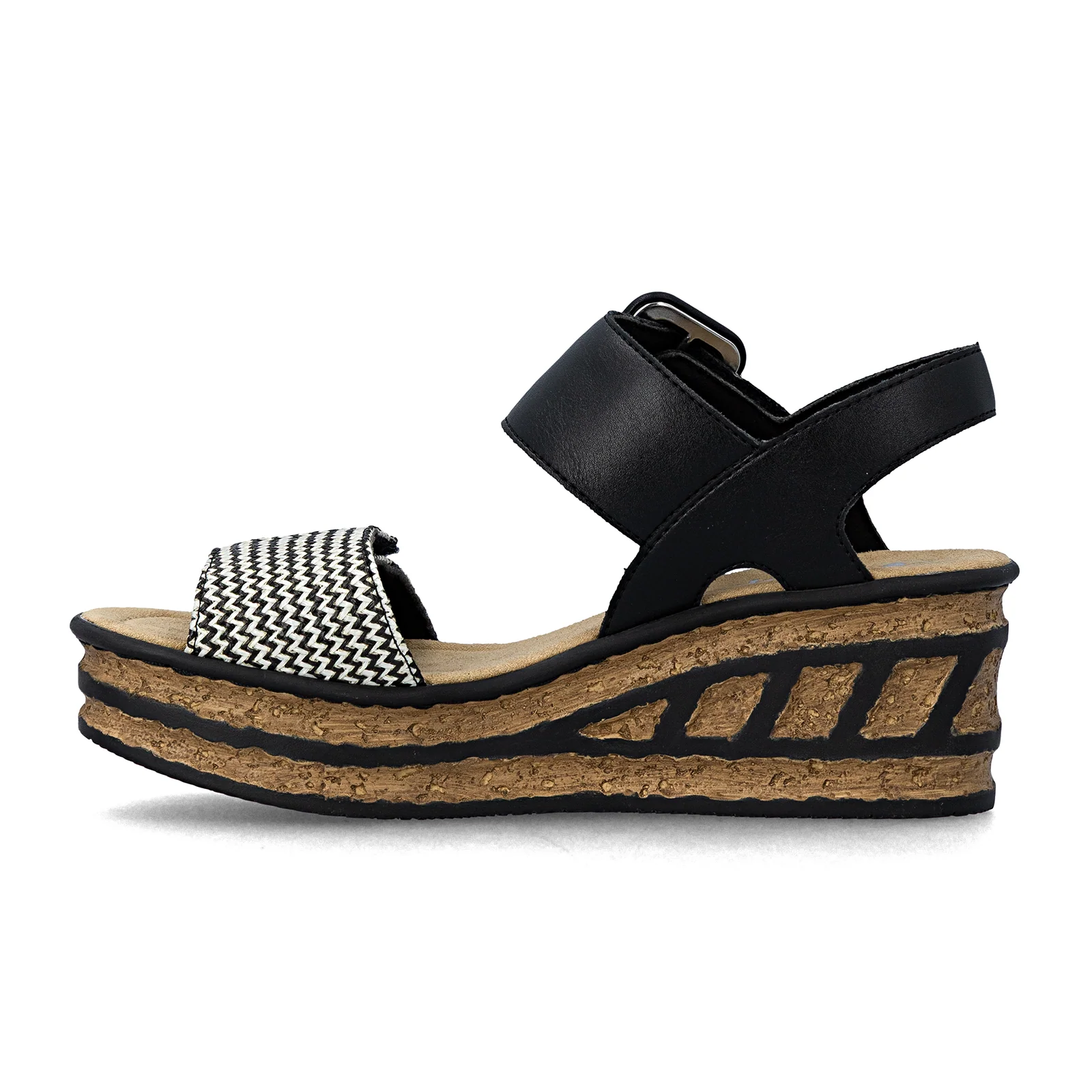 Rieker Rose 72 Wedge Sandal (Women) - Black Multi - Image 2
