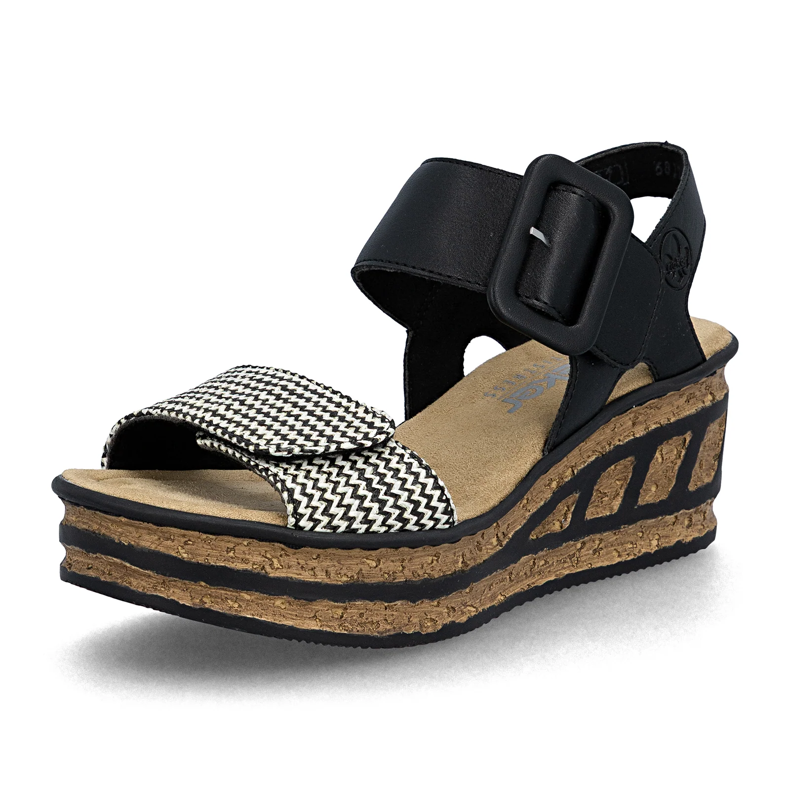 Rieker Rose 72 Wedge Sandal (Women) - Black Multi - Image 3