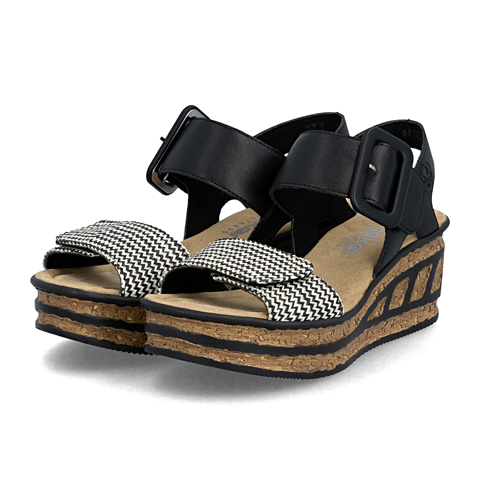 Rieker Rose 72 Wedge Sandal (Women) - Black Multi - Image 4