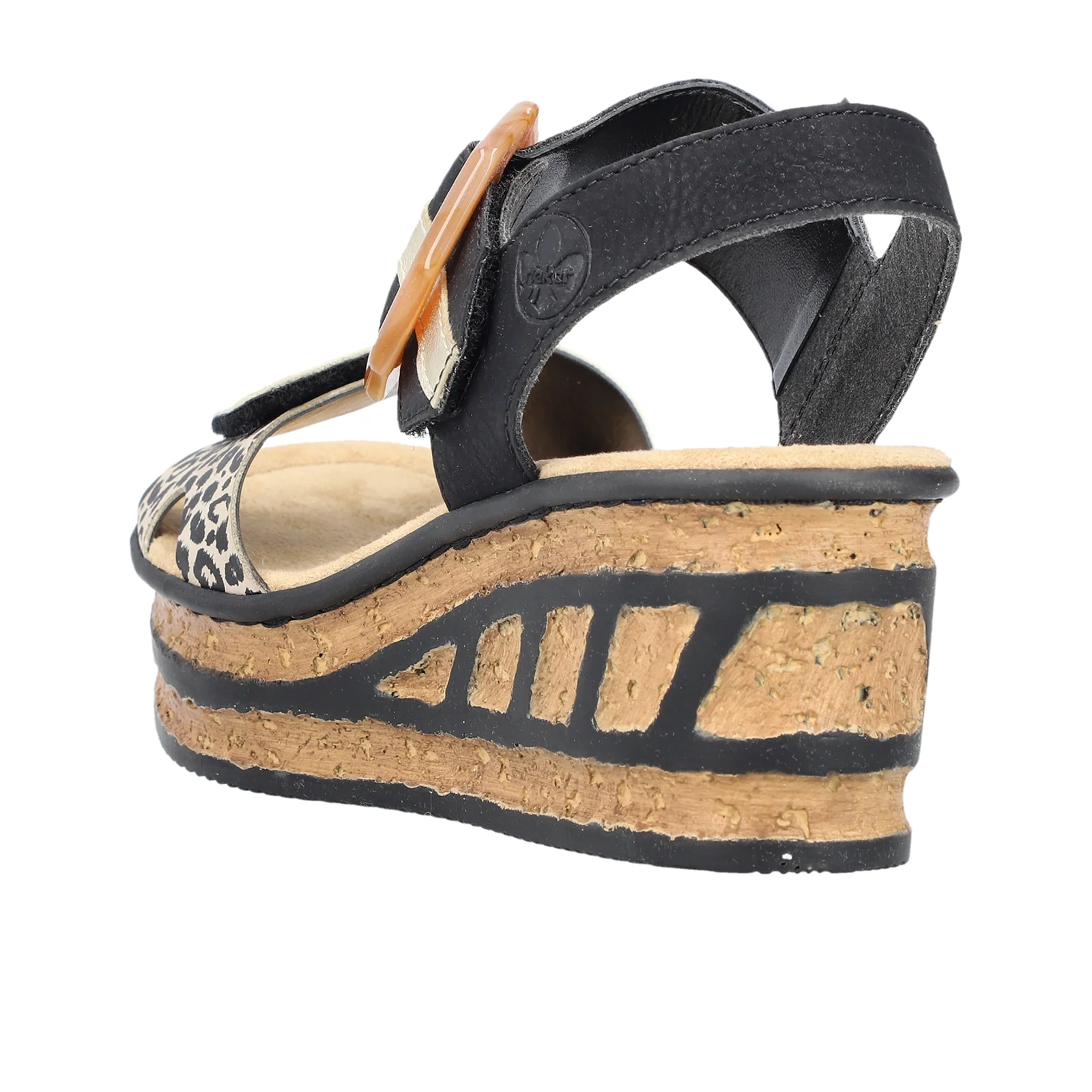 Rieker Rose 76 Wedge Sandal (Women) - Ginger/Schwarz/Light Gold - Image 3