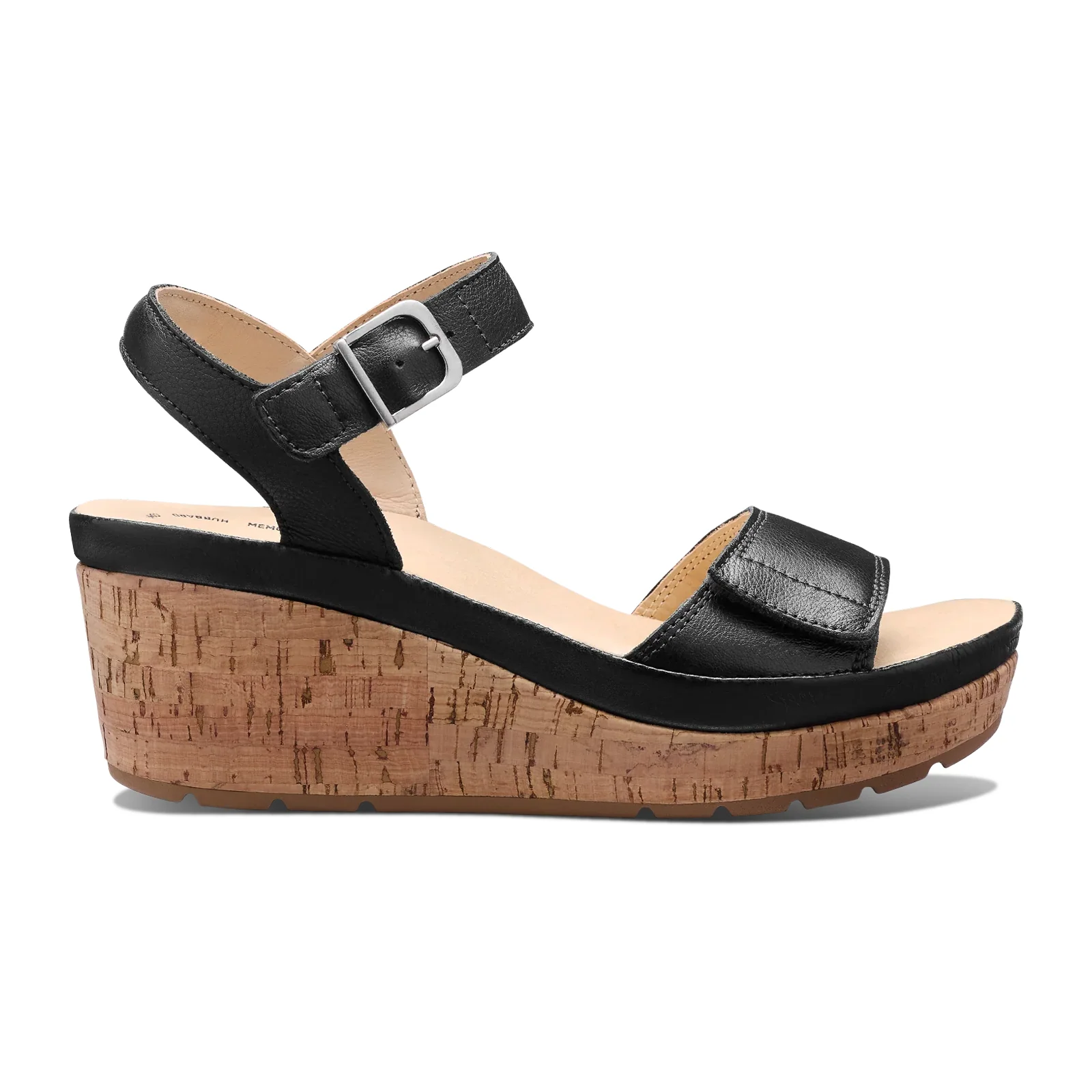 Samuel Hubbard Portola Two Strap Wedge Sandal (Women) - Black Leather