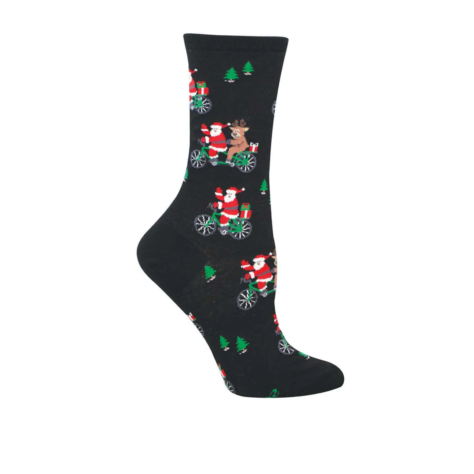 SockSmith Cycling Santa Crew Sock (Women) - Black