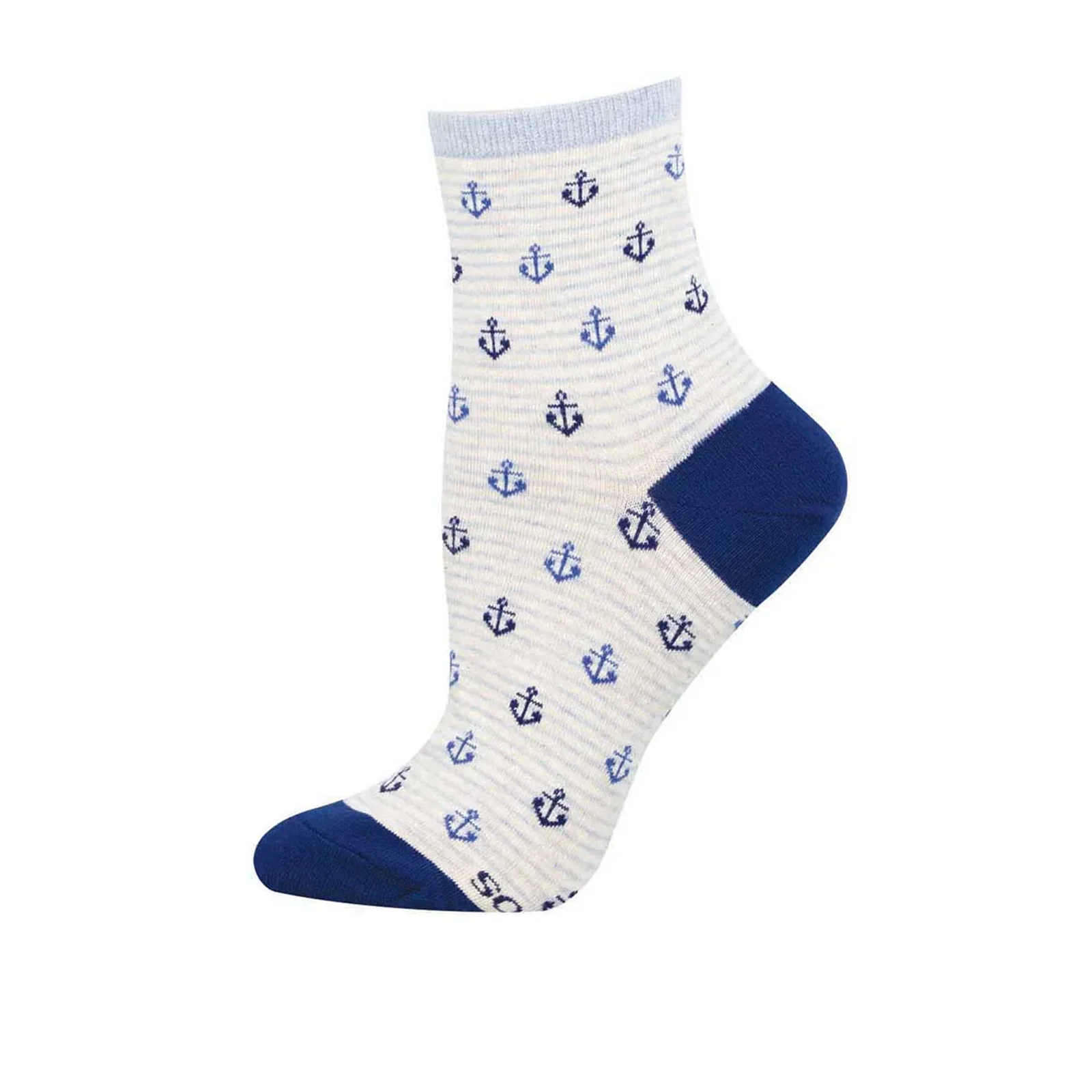 SockSmith Dropping Anchor Mini Crew Sock (Women) - Ivory Heather - Image 2